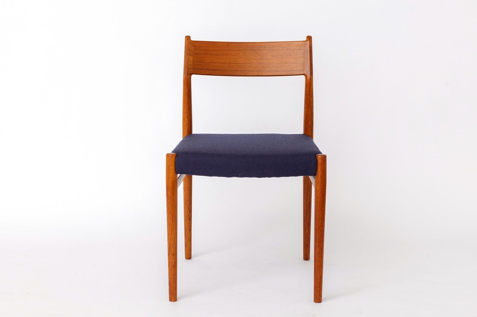 Arne Vodder Teak Chair Model 418 For Sibast, Danish Mid Century Modern, 1960s Vintage, Dark Blue Upholstery