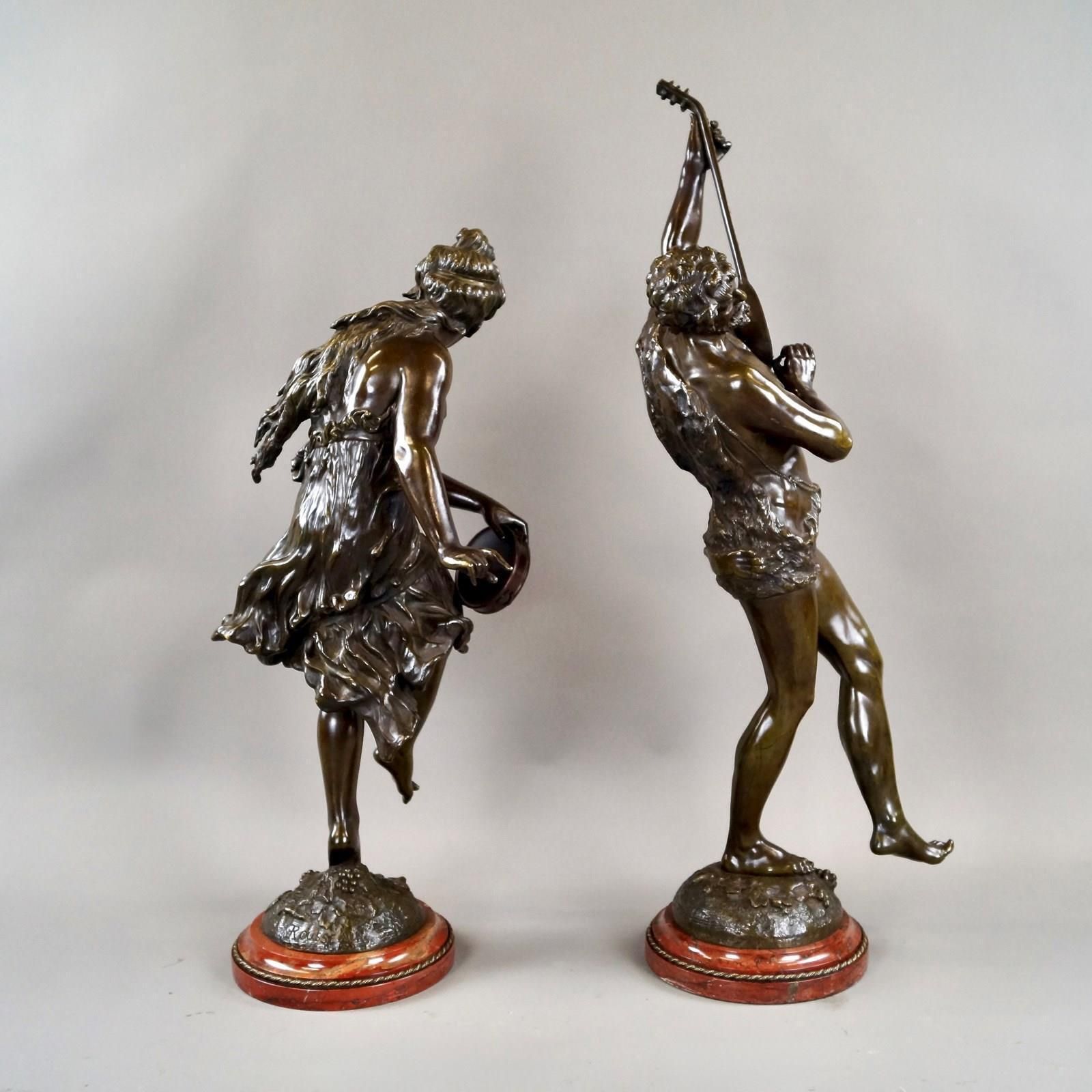 A Large Pair Of Bronze Figures By Rousseau photo for sale