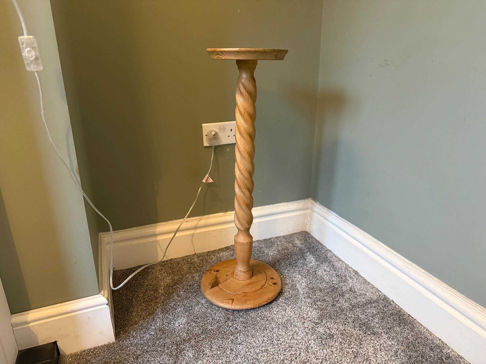 photo for sale Vintage Solid Wood Plant Stand / Pot Stand / Pedestal Table / Lamp Stand