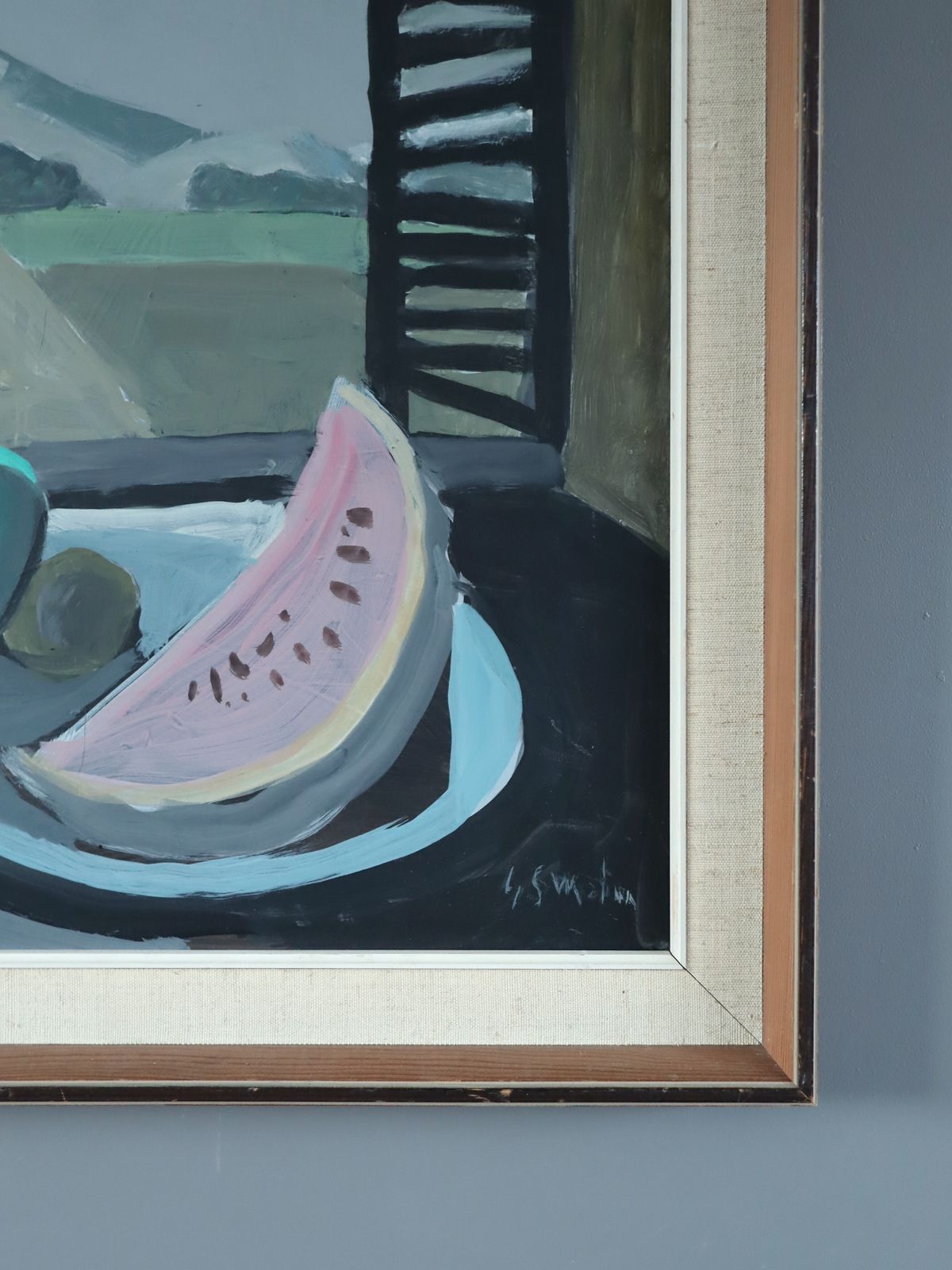 photo for sale Still Life With Mountain View, Oil Painting