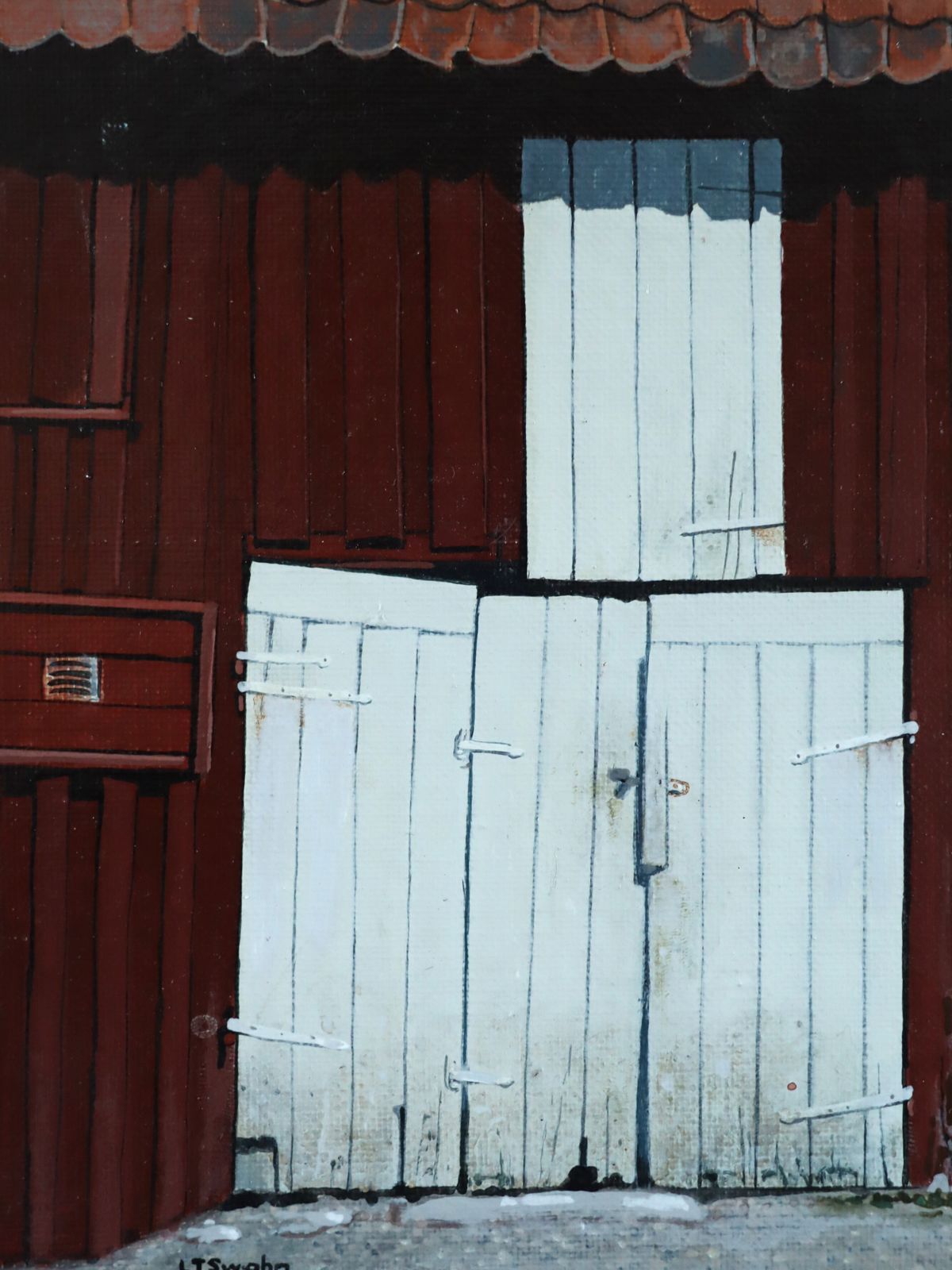 photo for sale The White Doors, Oil Painting, Mid 20th Century
