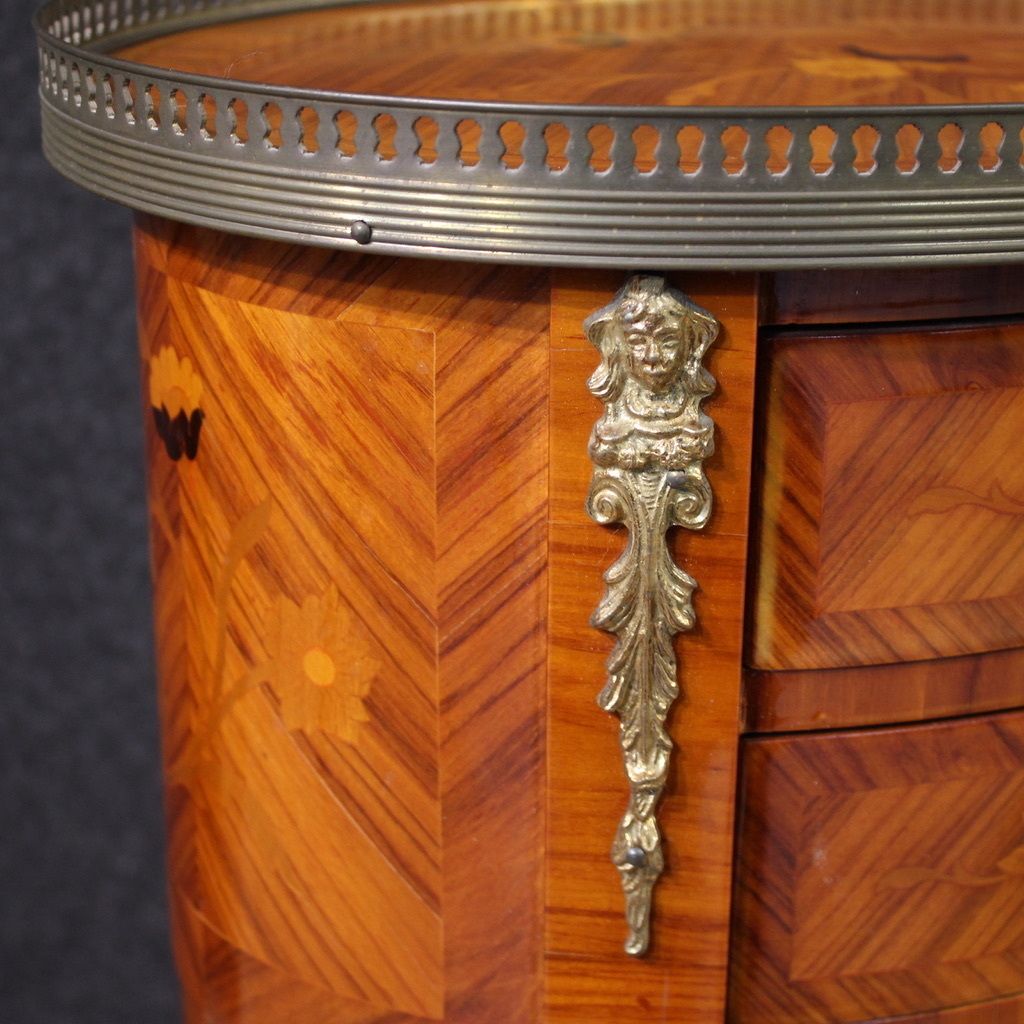 Pair Of 20th Century French Oval Inlaid Bedside Tables photo for sale