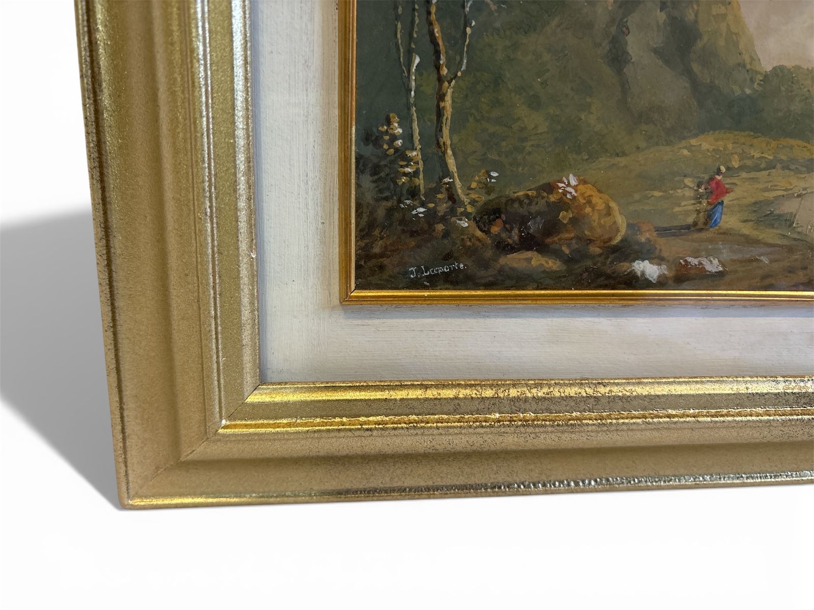 Watercolour Landscape Of Figures By A Lake By J Laporte (1761 1839) photo for sale