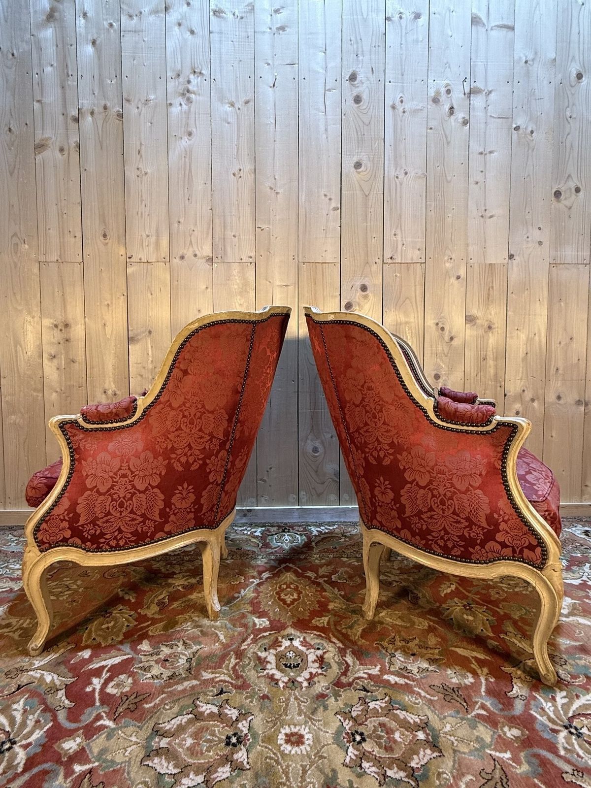 Paire De Bergères Gondoles De Style Louis XV Bois Réchampi photo 510.0