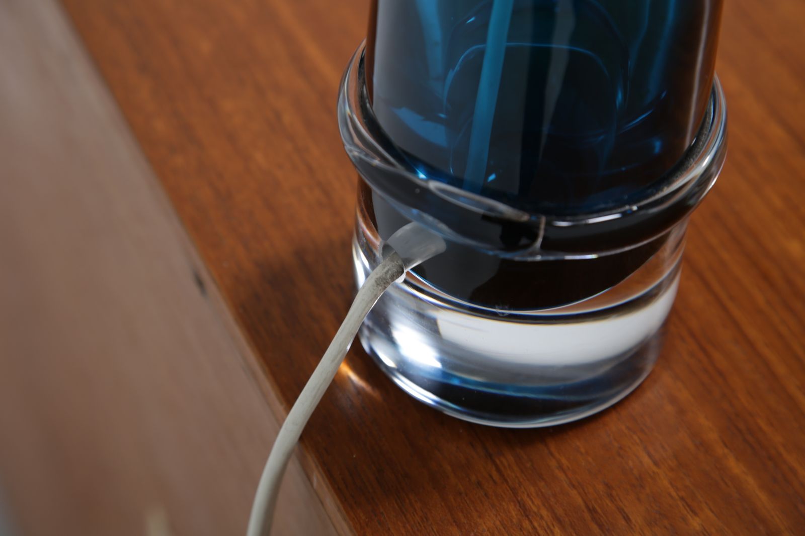 Carl Fagerlund Table Lamp For Orrefors: Blue & Clear Glass, Sweden, 1960s photo buy