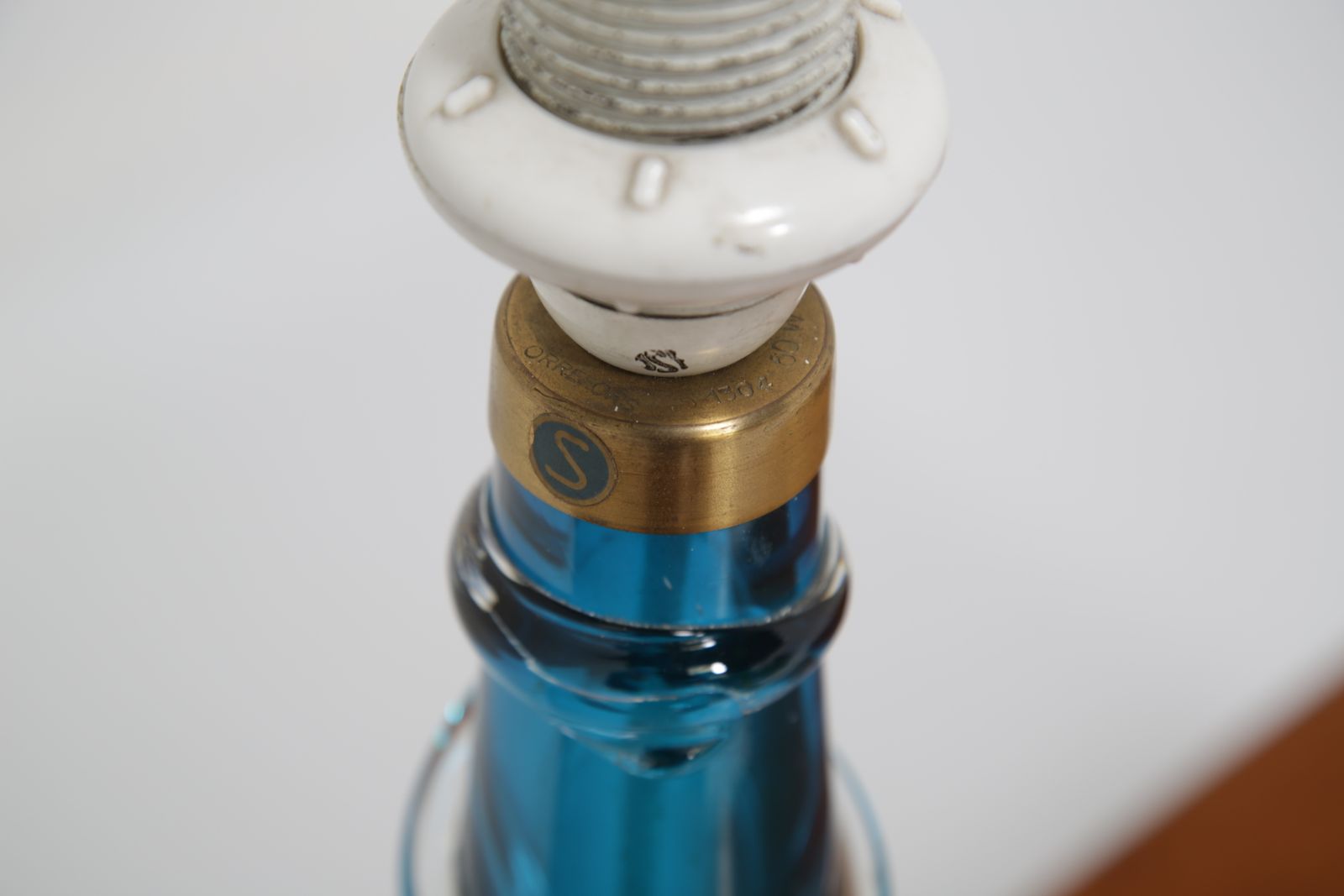 Carl Fagerlund Table Lamp For Orrefors: Blue & Clear Glass, Sweden, 1960s photo 350.0