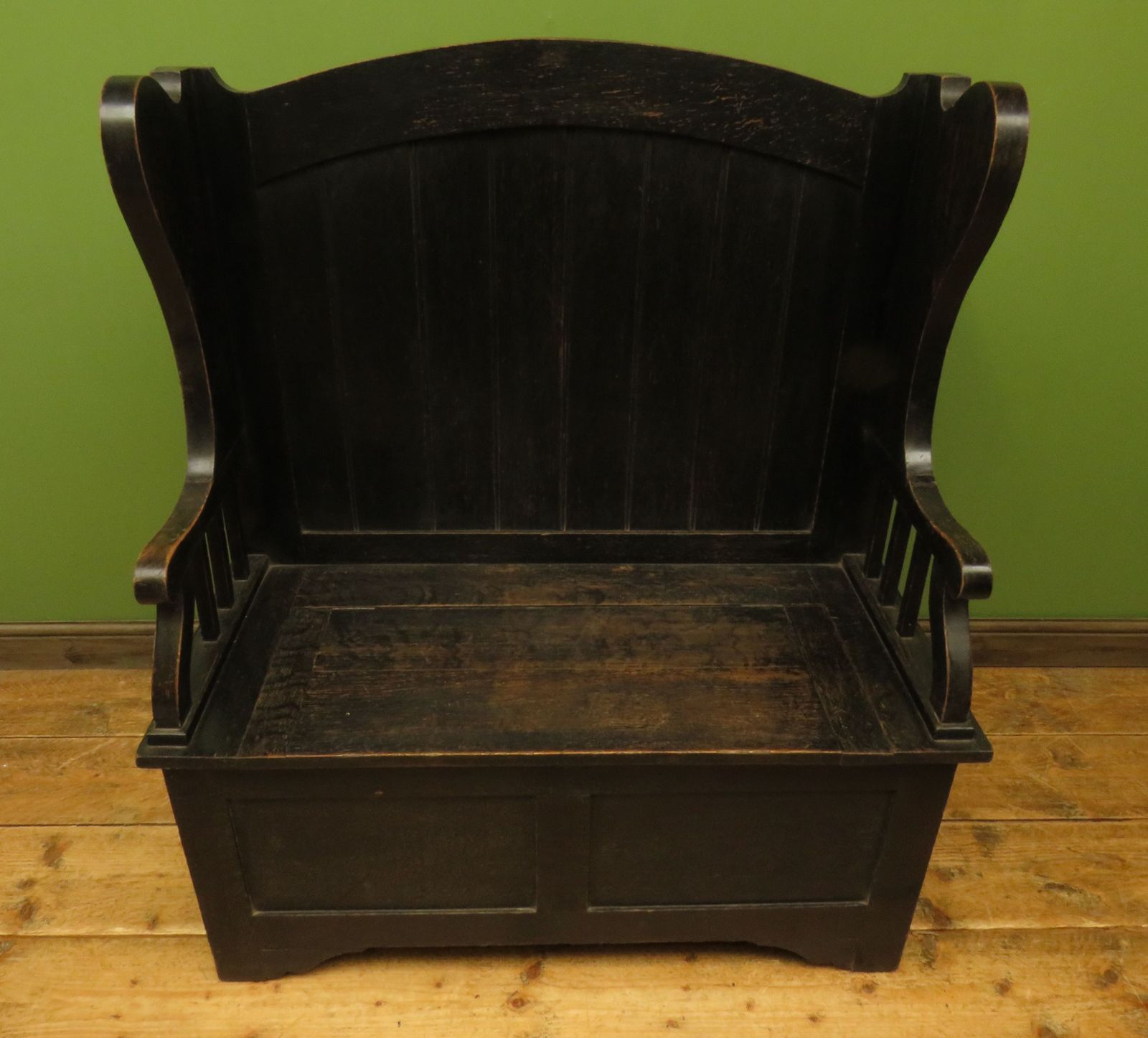 Arts And Crafts Oak Tavern Bench With Locker Seat photo furniture