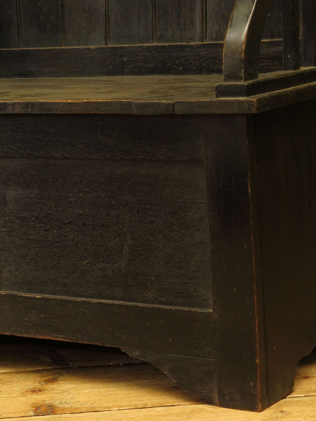 Arts And Crafts Oak Tavern Bench With Locker Seat photo vintage