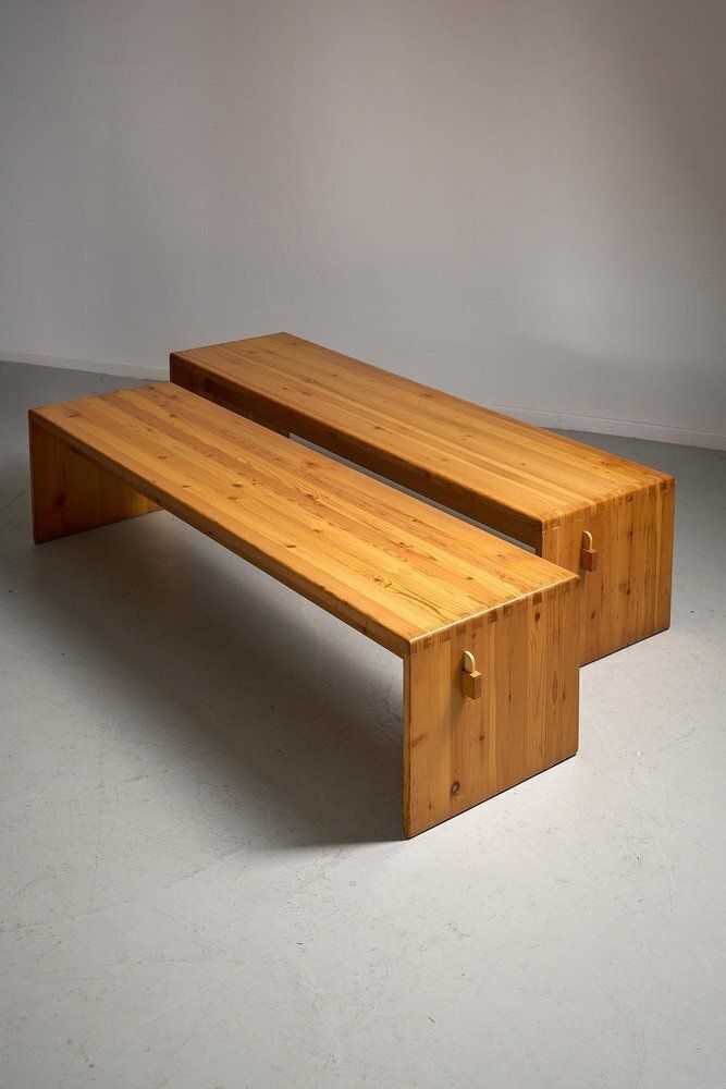 Pine Wood Benches, 1970s, Set Of 2 photo vinterior