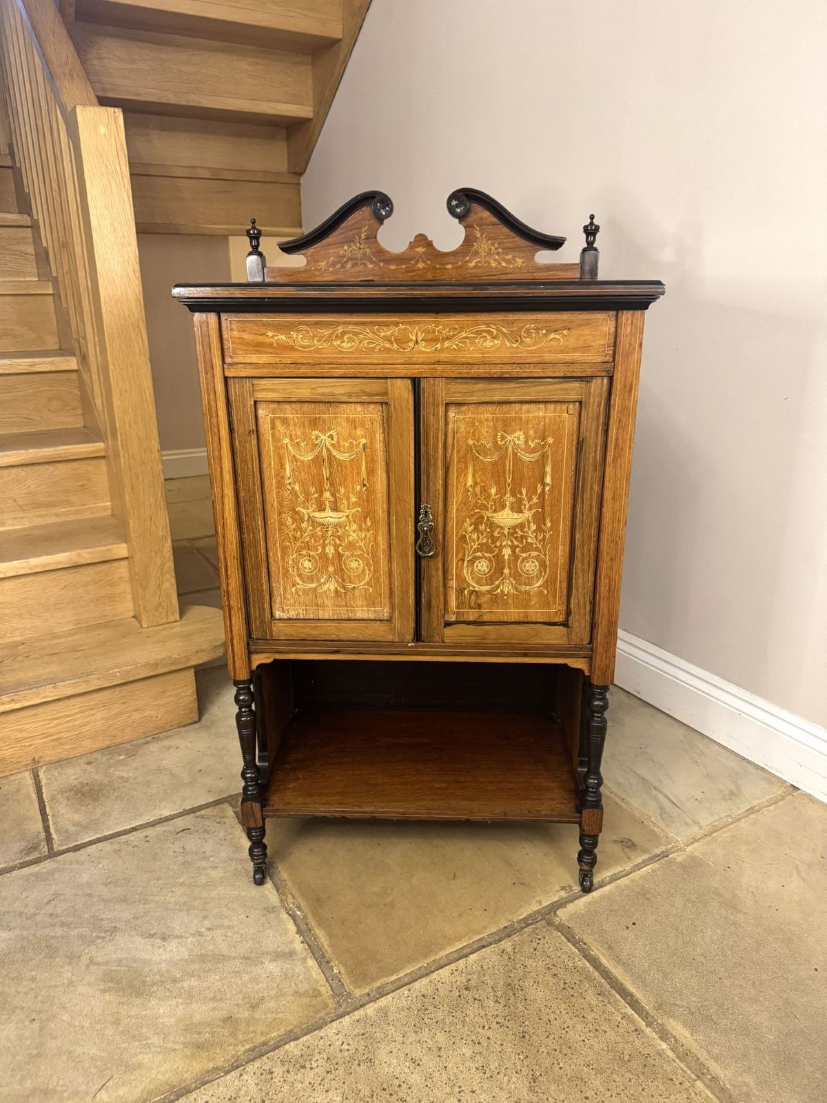 Pretty Antique Mahogany Inlaid Music Cabinet