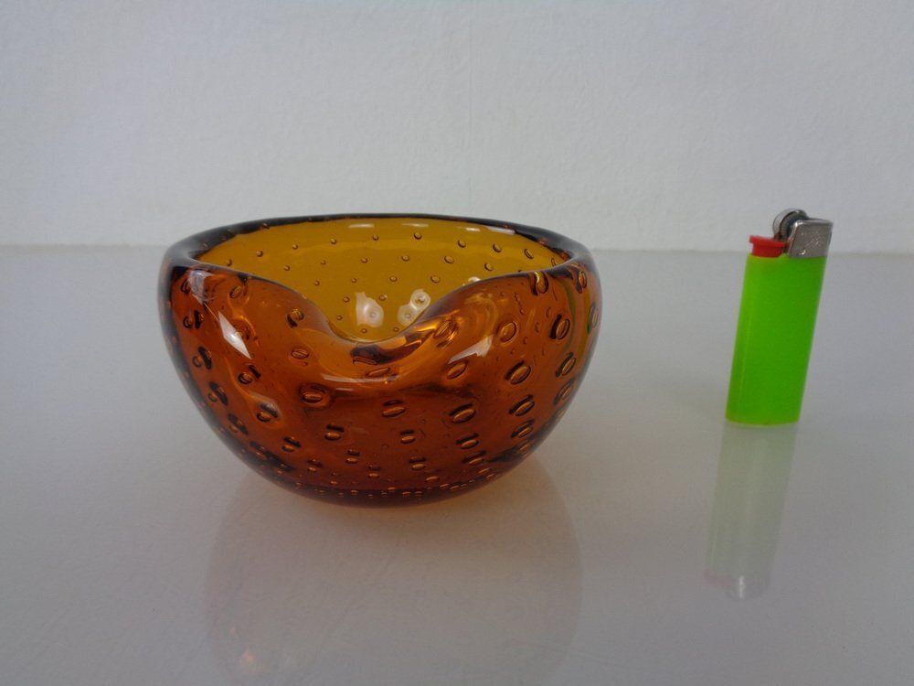 Amber Sommerso Murano Glass Ashtray, Italy, 1960s photo furniture