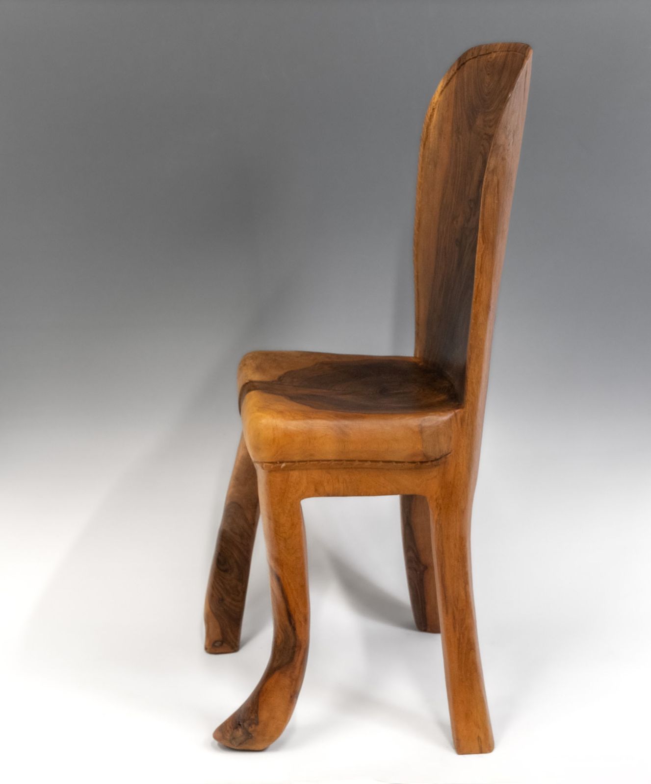 Pierre Decorse Organic Sculptural Walnut Wood Wabi Sabi Side Chair photo vintage