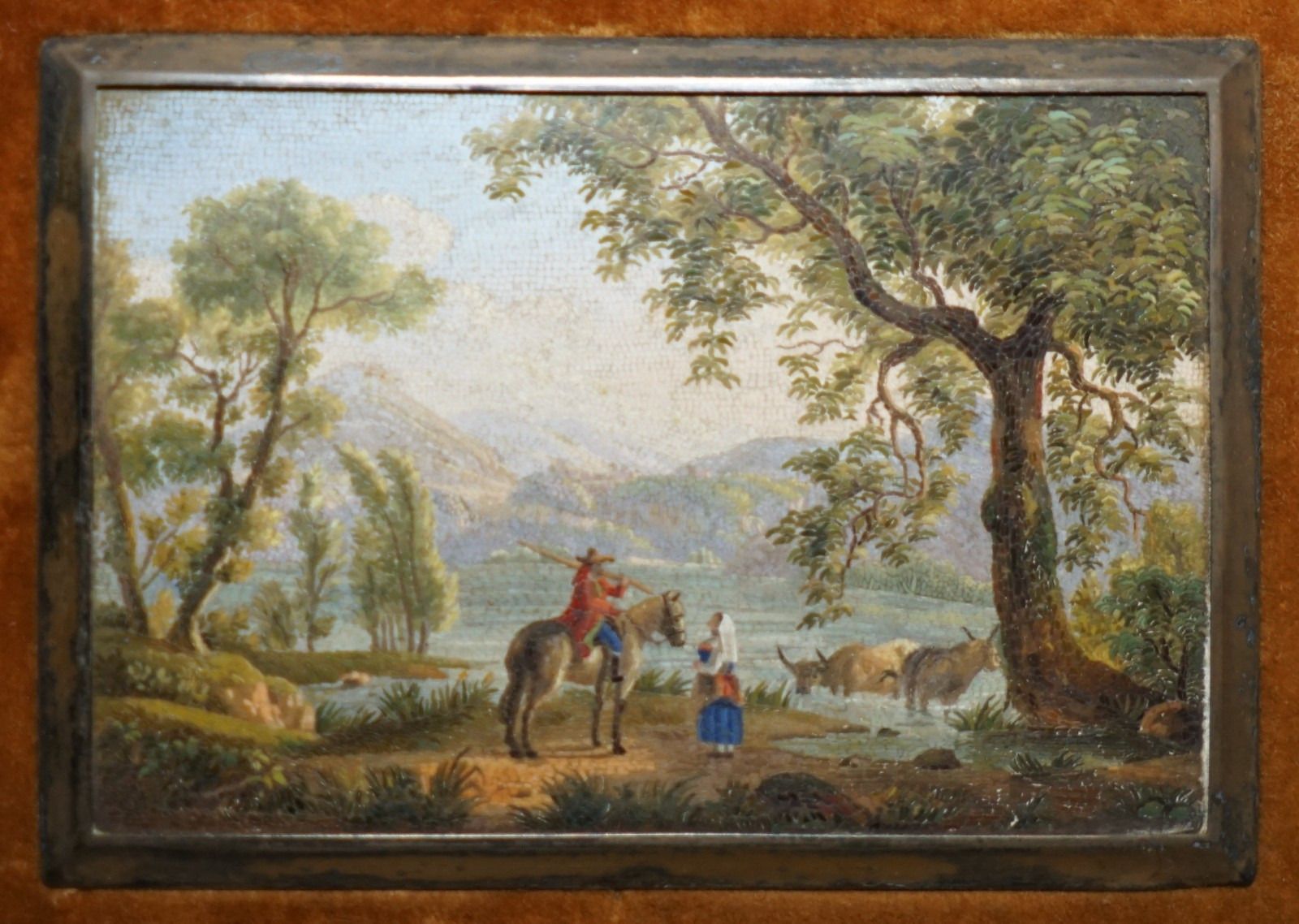 photo furniture Pair Of Fine & Collectable Antique Circa 1820 Italian Rome Micromosaic Plaques