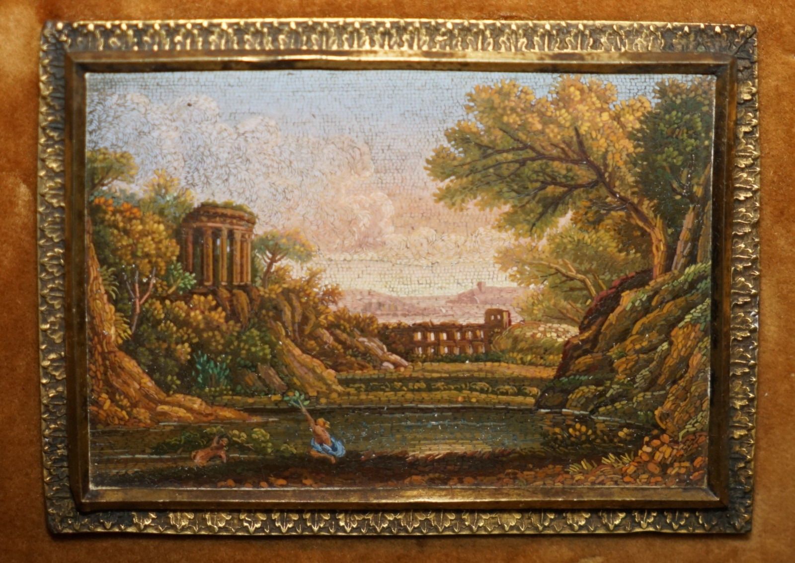 photo for sale Pair Of Fine & Collectable Antique Circa 1820 Italian Rome Micromosaic Plaques