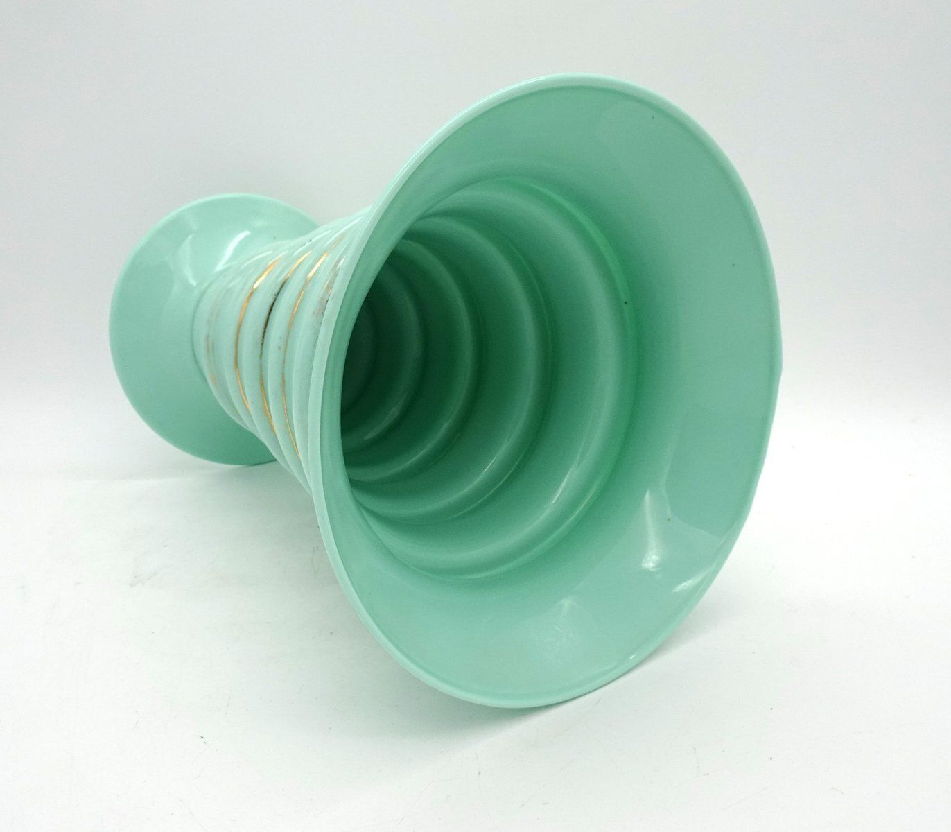Art Deco Green Jadeite Art Glass Vase, 1920s photo Home Decor