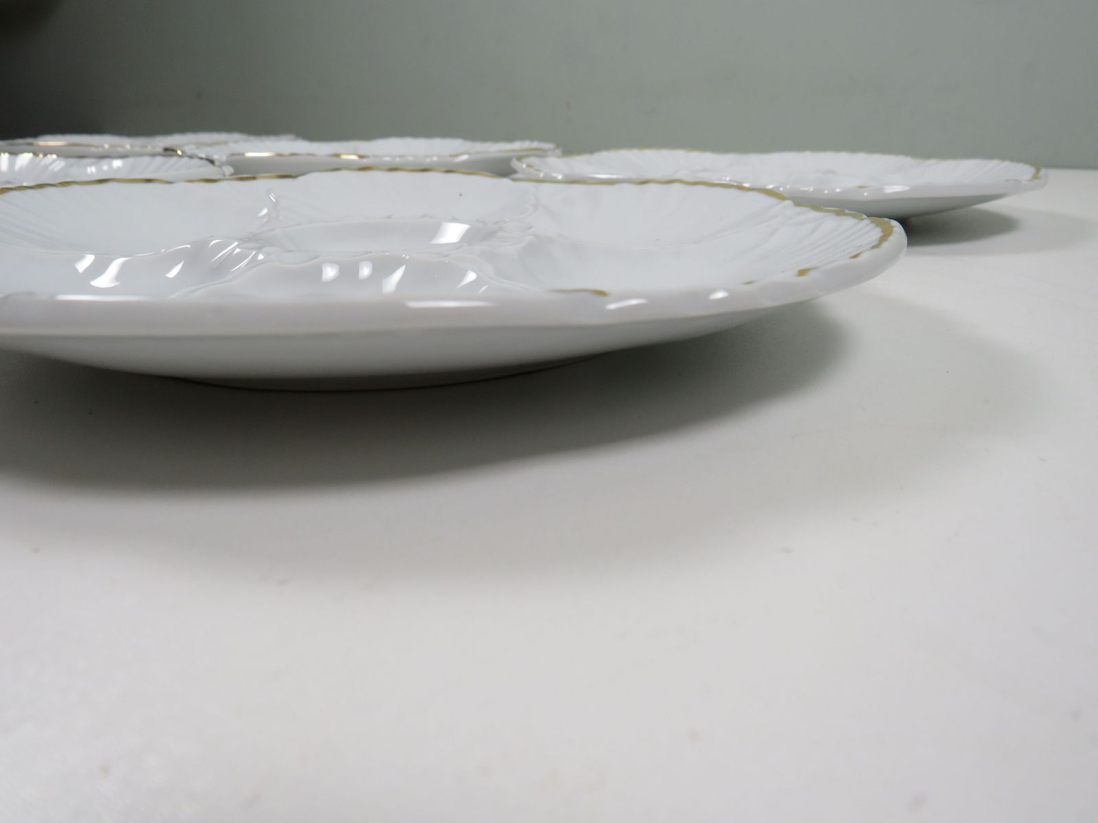 Vintage Belgian Oyster Plates By La Porcelaine De Baudour, Set Of 6 photo buy