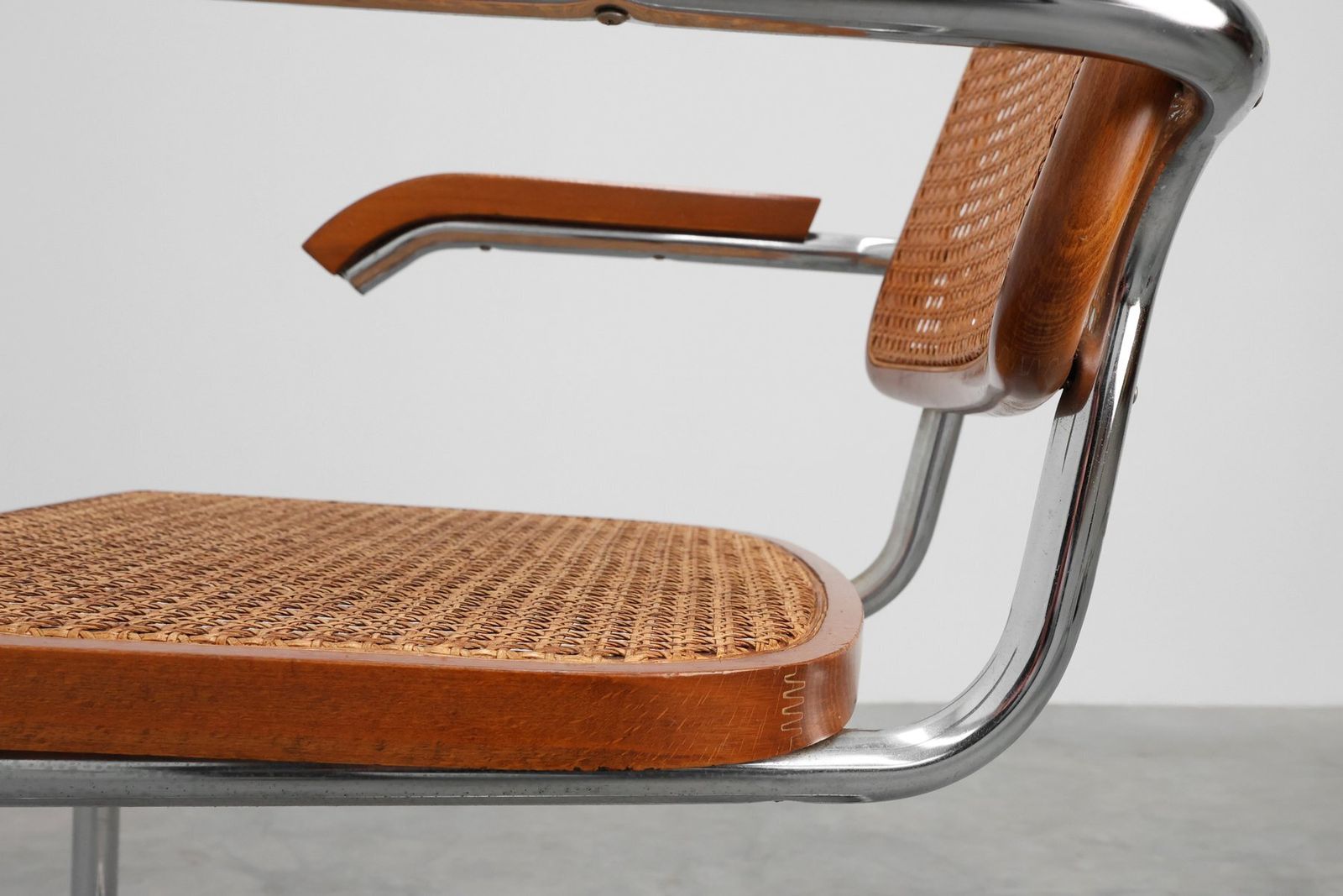 Bauhaus Armchair In Tubular Steel, Wood And Rattan, 1920 photo vintage