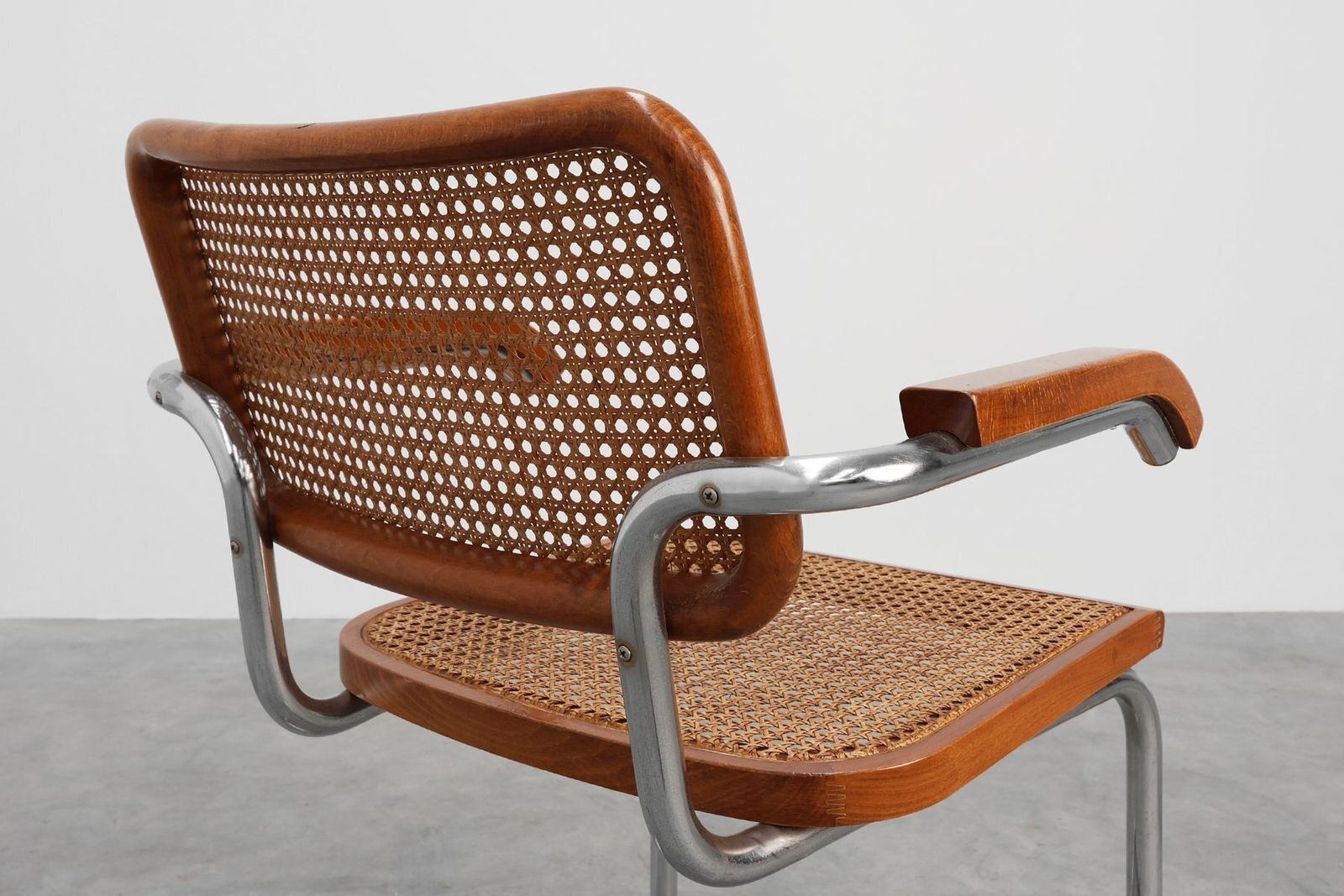 photo for sale Bauhaus Armchair In Tubular Steel, Wood And Rattan, 1920