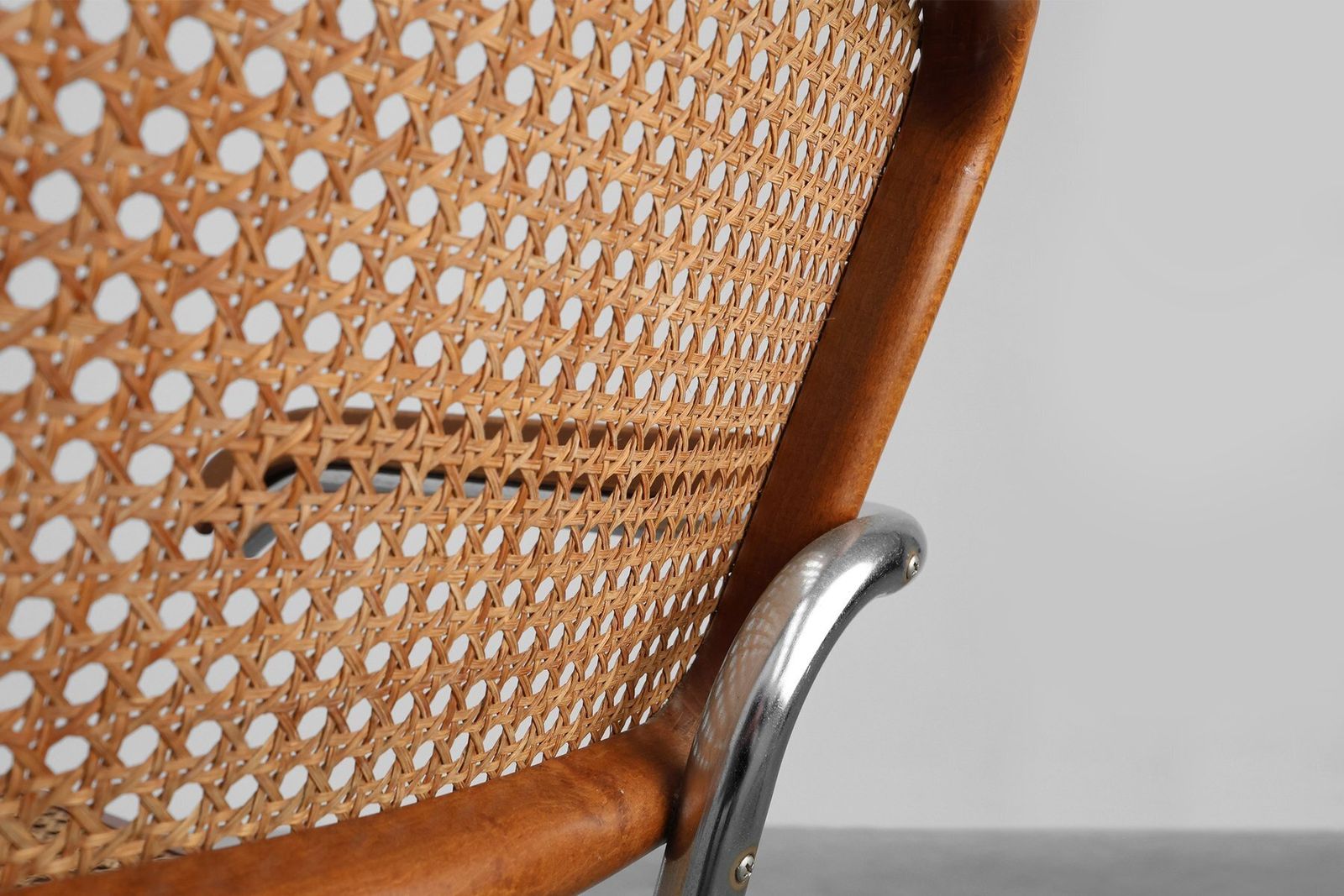 photo vinterior Bauhaus Armchair In Tubular Steel, Wood And Rattan, 1920