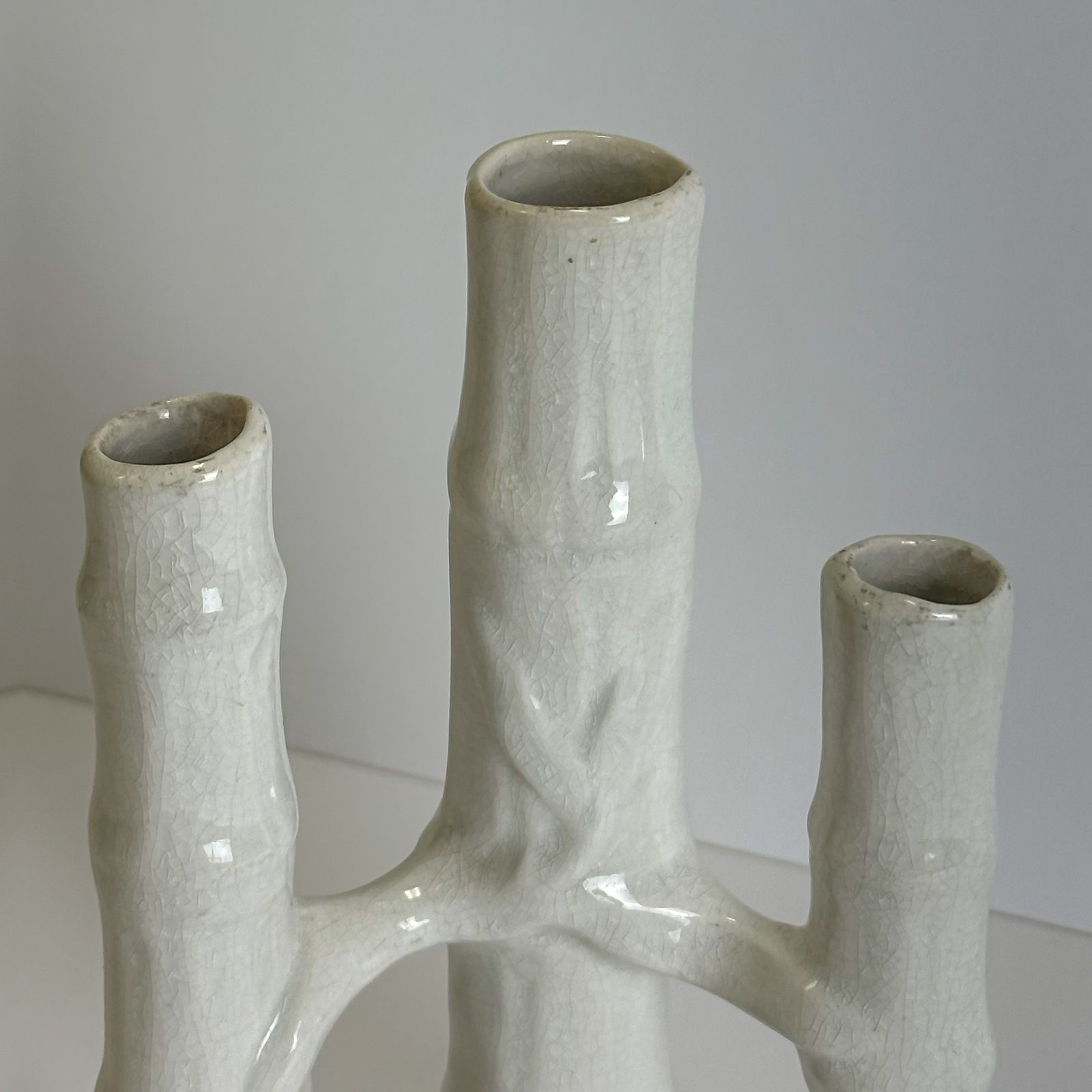 Late Victorian Bamboo Form Craquelure Stoneware Spill Vase, England C.1890 photo furniture