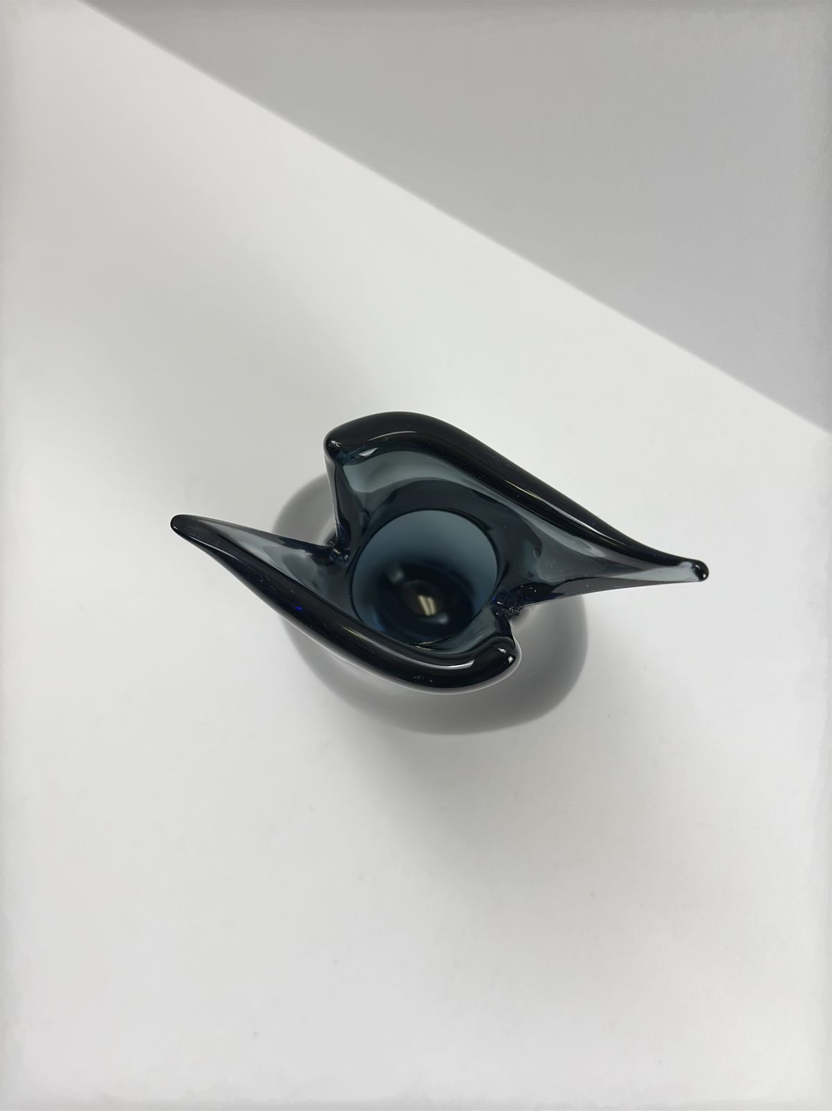 1980s V. Nason & Cie Blue And Smoked Grey Sommerso Murano Glass Vase photo vintage