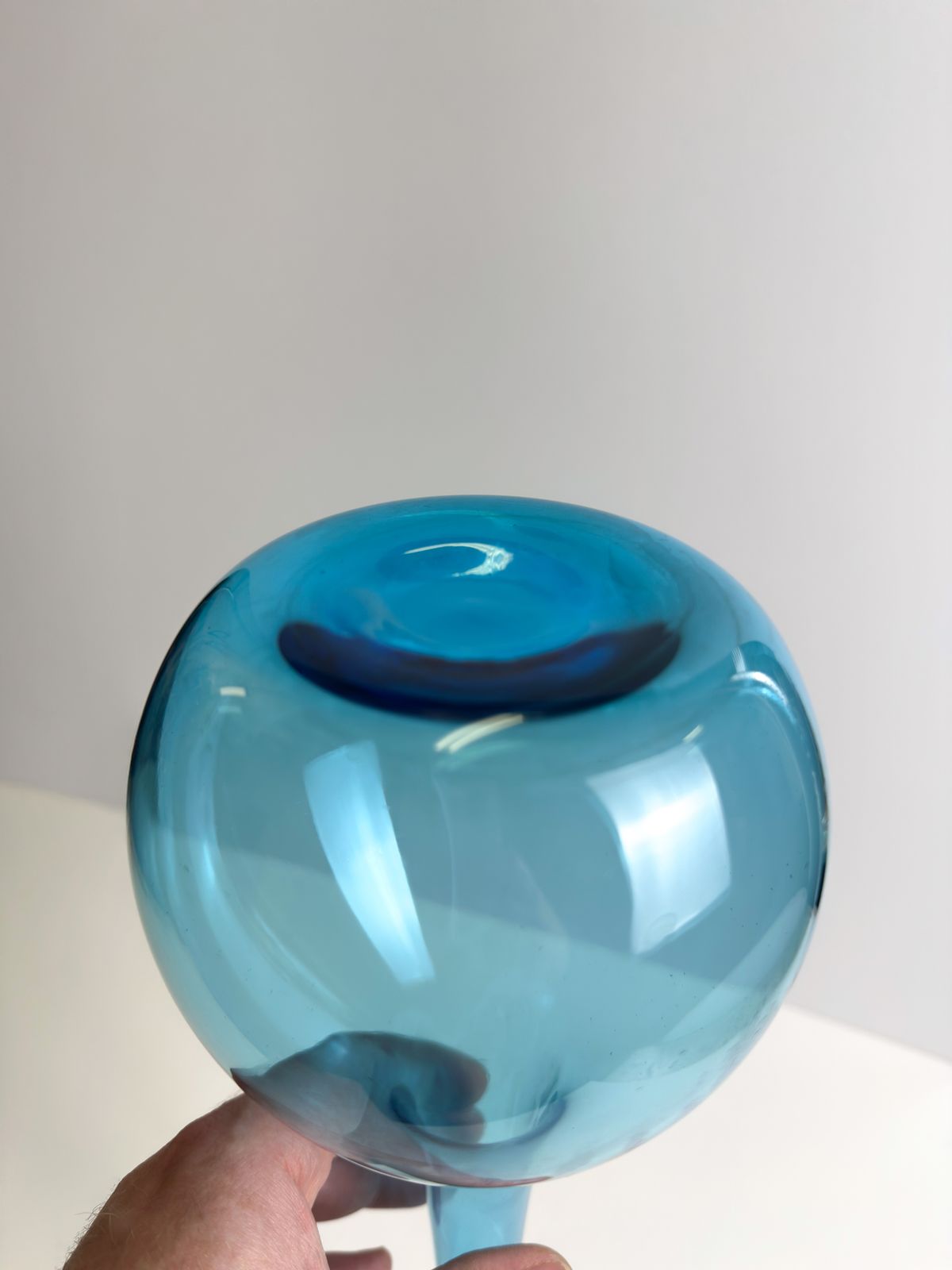 Mid Century Pale Blue Glass Bottle Vase By Arthur Percy For Gullaskruf, Sweden photo vintage