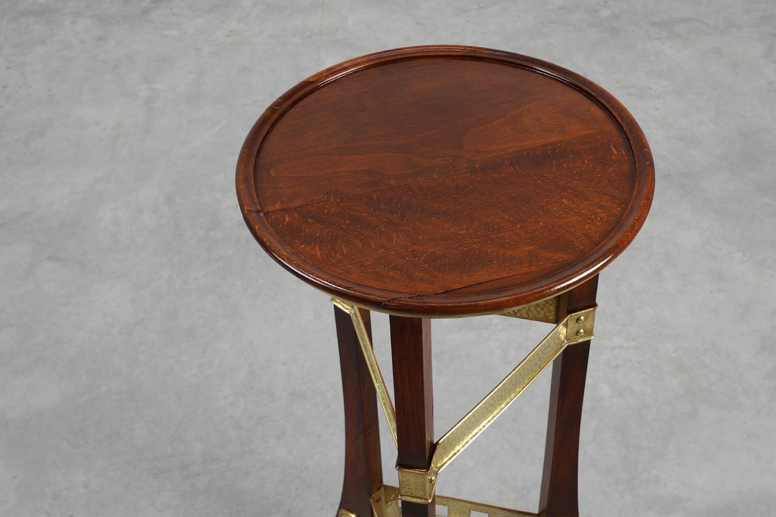 photo furniture Art Nouveau Pedestal In Wood And Brass, Belgium, 1910s