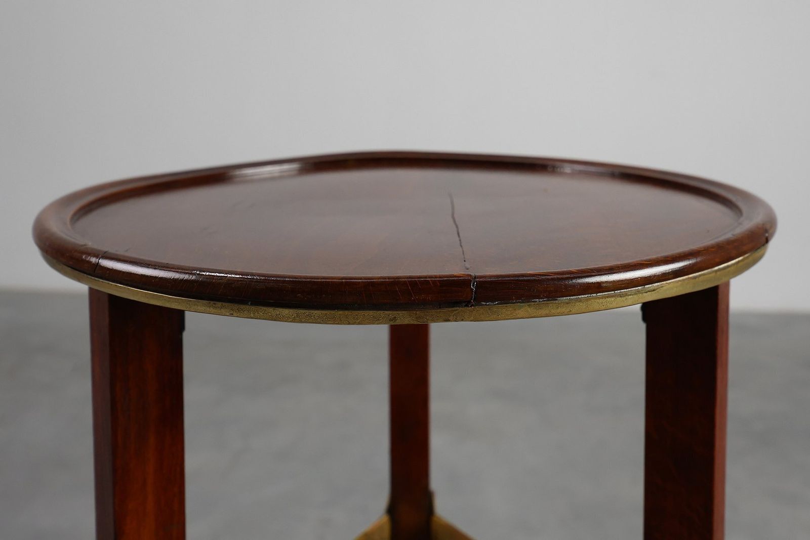 Furniture Art Nouveau Pedestal In Wood And Brass, Belgium, 1910s photo