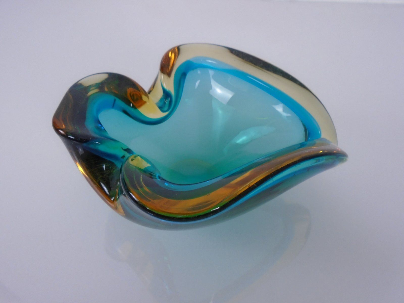 Brown & Turquoise Sommerso Murano Glass Ashtray, Italy, 1960s photo furniture
