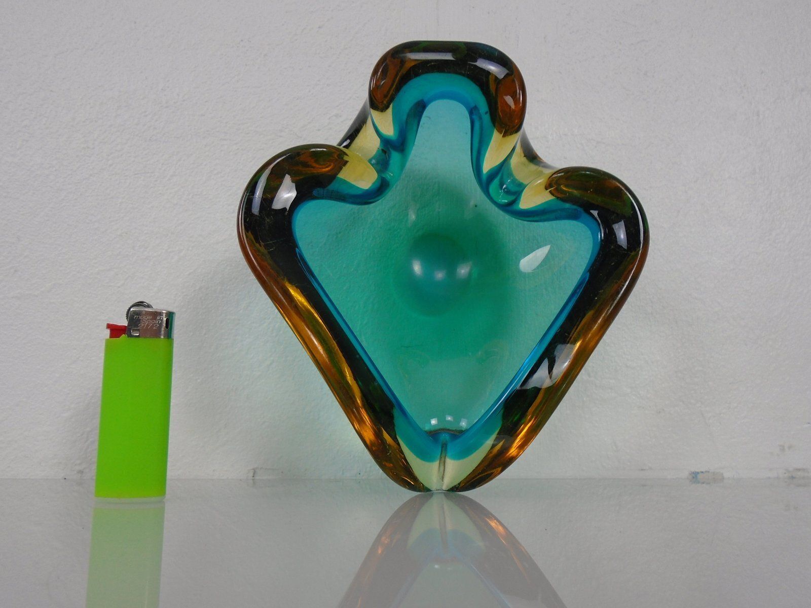 Brown & Turquoise Sommerso Murano Glass Ashtray, Italy, 1960s photo buy