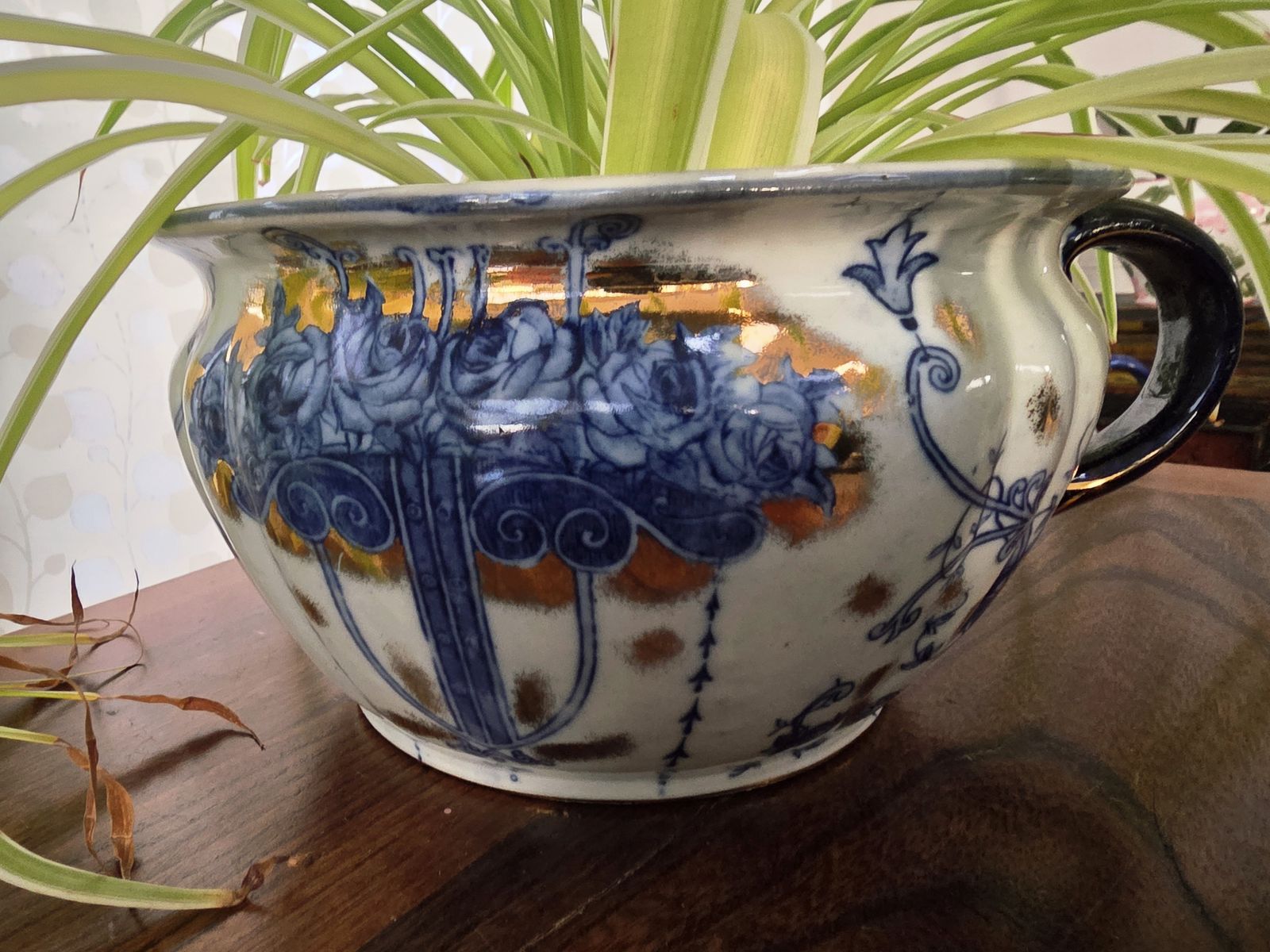Blue & White Oriental Design Chamber Plant Pot photo furniture