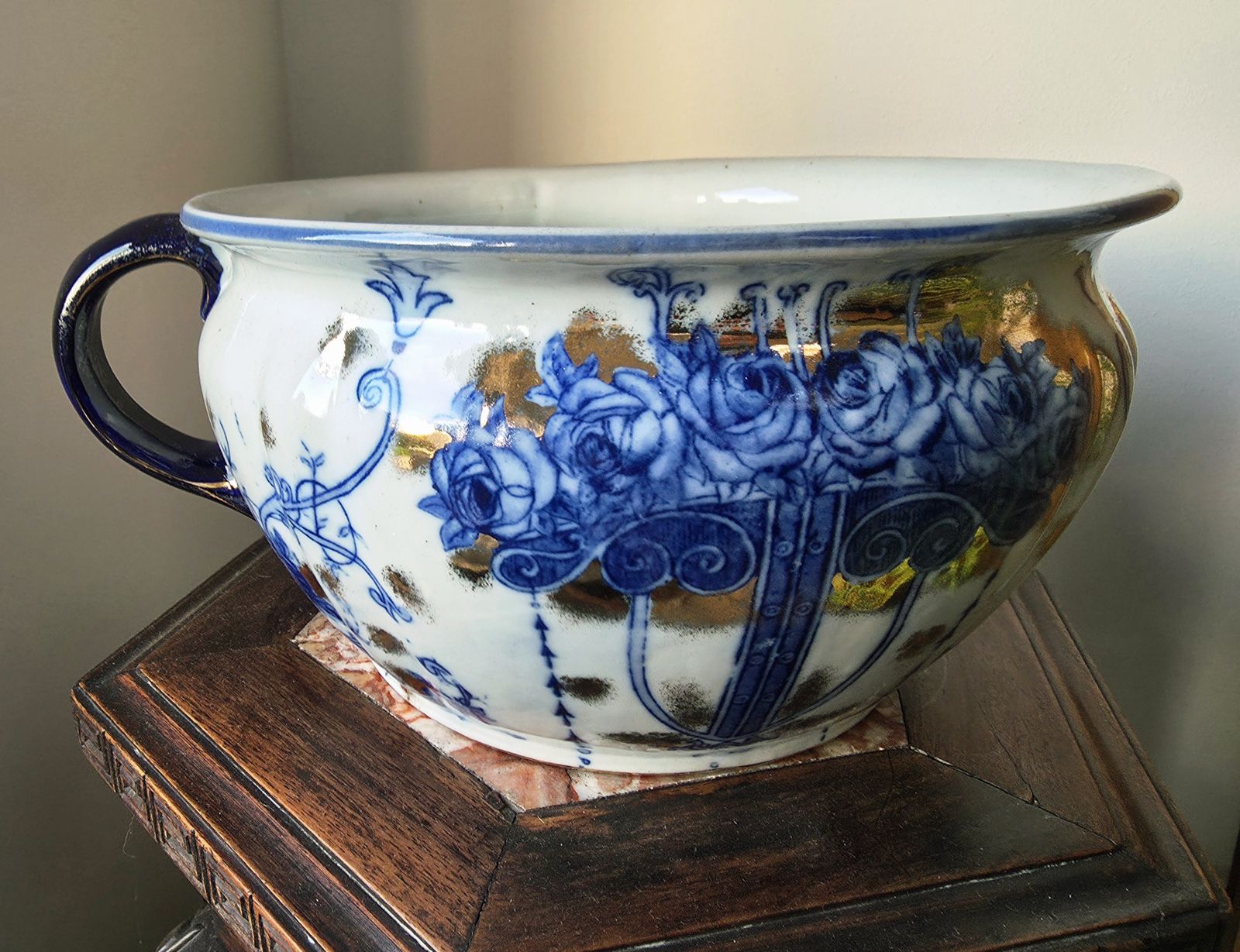 Blue & White Oriental Design Chamber Plant Pot photo vinterior