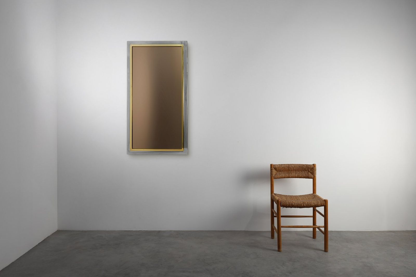 Large Mid Century Mirror In Metal And Fumé Glass From Belgo Chrome, Belgium, 1980s photo for sale