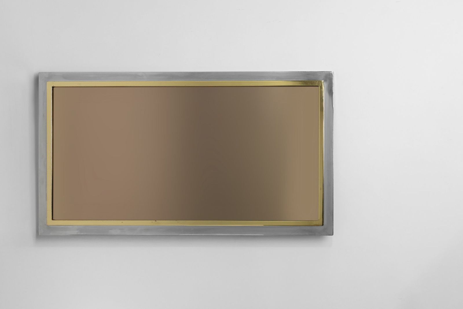Large Mid Century Mirror In Metal And Fumé Glass From Belgo Chrome, Belgium, 1980s photo Home Decor