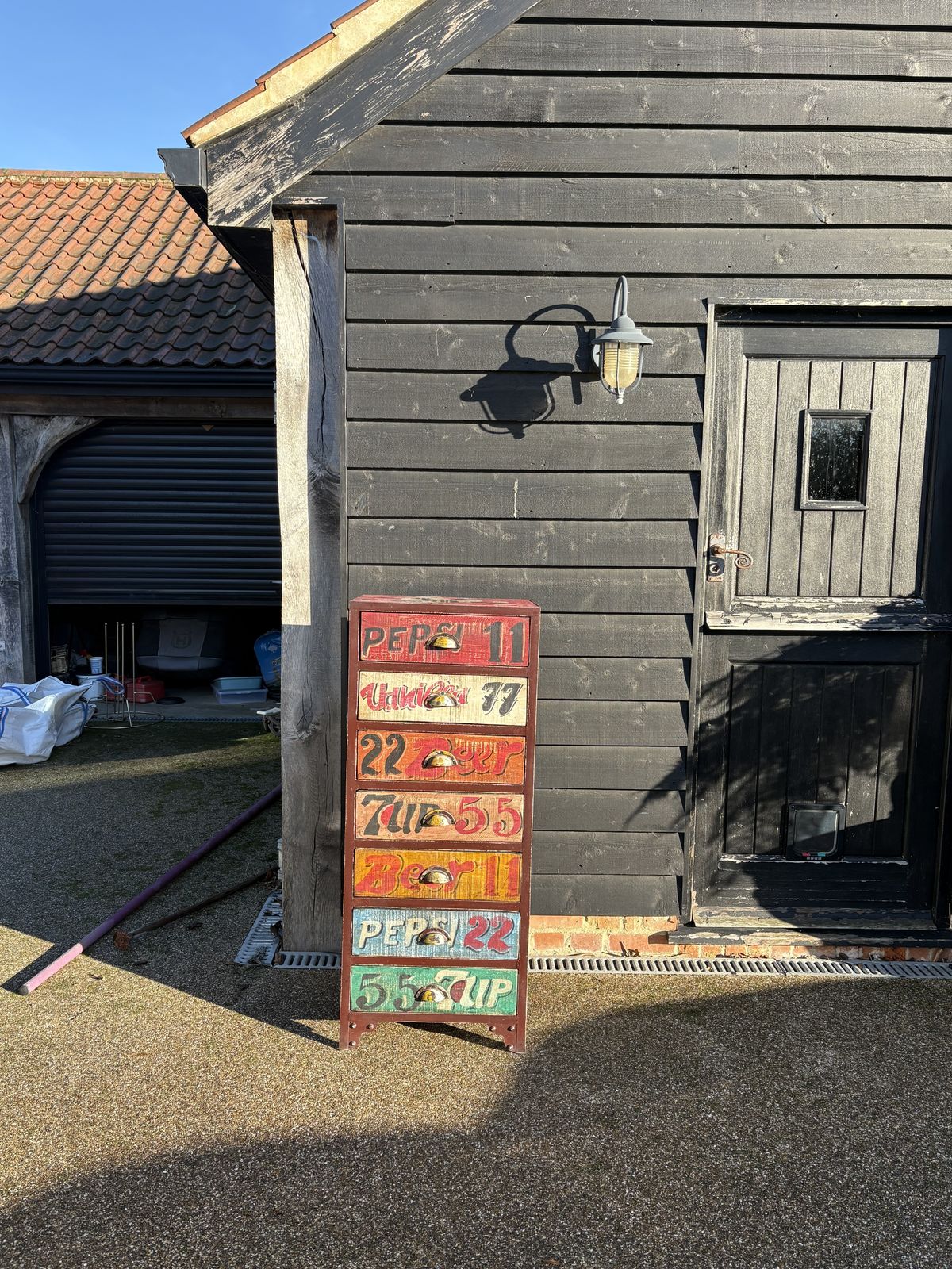 Metal Framed, Wooden Chest Of Drawers Featuring A Leeds Thestre Royal/Popular Drinks Vintage Design photo vintage