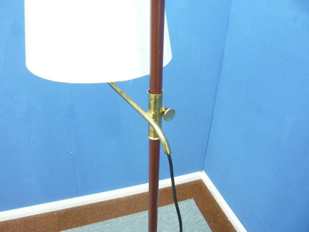 Floor Lamp In Brass And Teak By Florian Schulz, 1950s photo Lighting