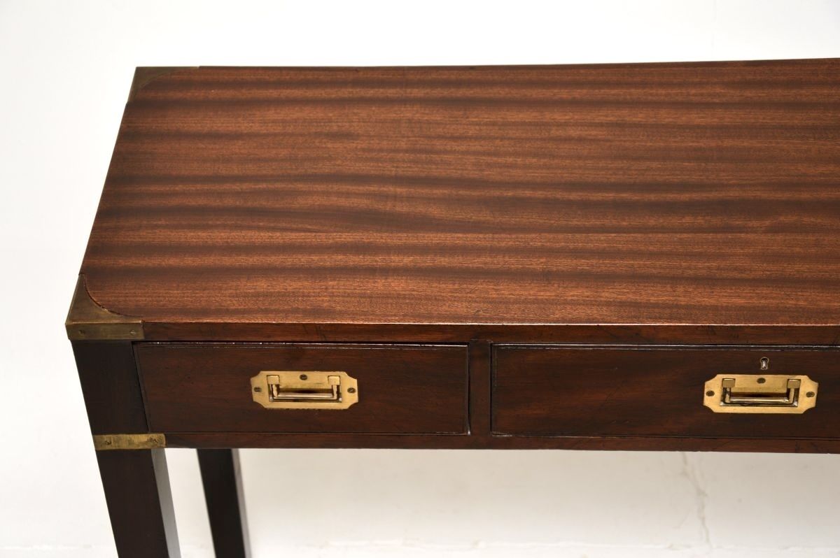 Antique Military Campaign Style Mahogany And Brass Console Table photo 1105.0
