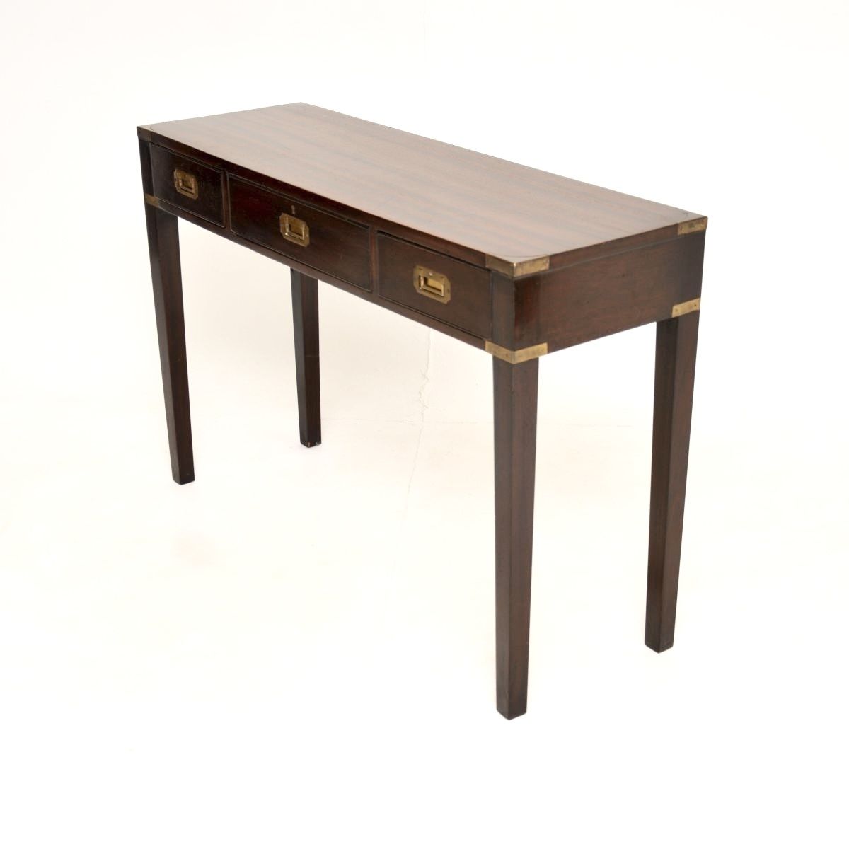 photo furniture Antique Military Campaign Style Mahogany And Brass Console Table