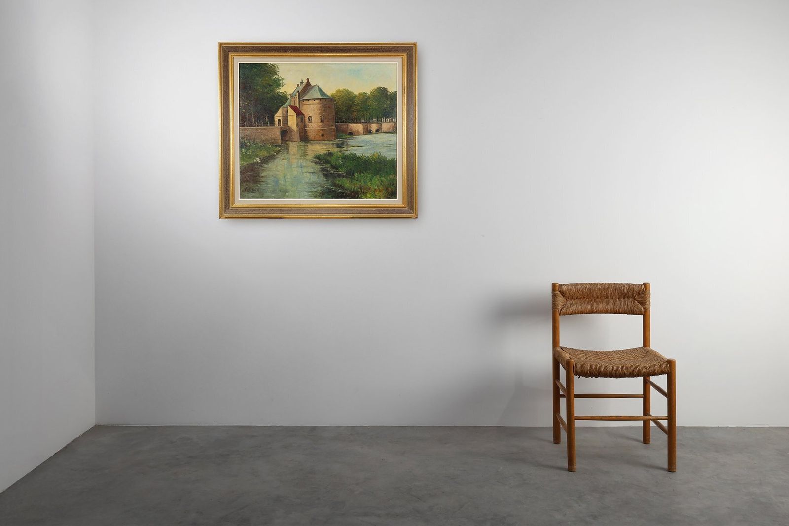 Rustic Landscape Of The Smedepoort Bruges, Belgium, 1950s, Oil On Canvas, Framed photo for sale