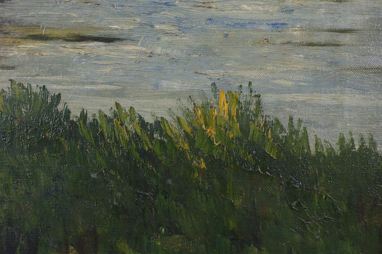 Rustic Landscape Of The Smedepoort Bruges, Belgium, 1950s, Oil On Canvas, Framed photo vinterior