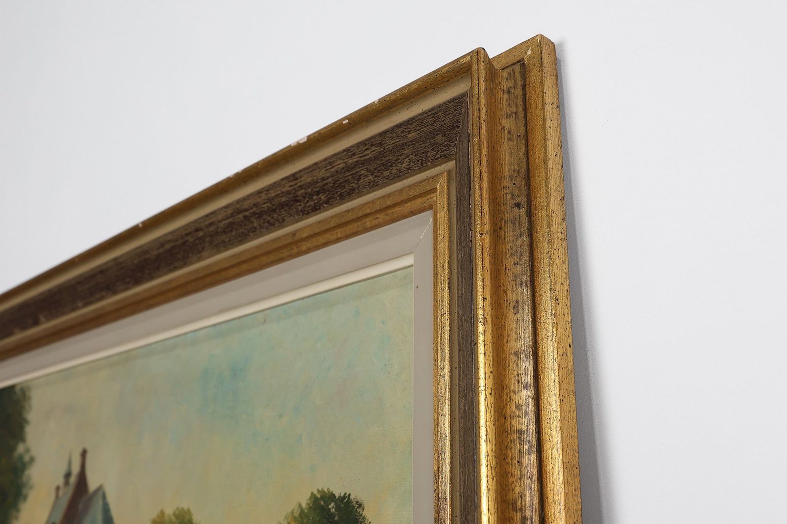photo furniture Rustic Landscape Of The Smedepoort Bruges, Belgium, 1950s, Oil On Canvas, Framed