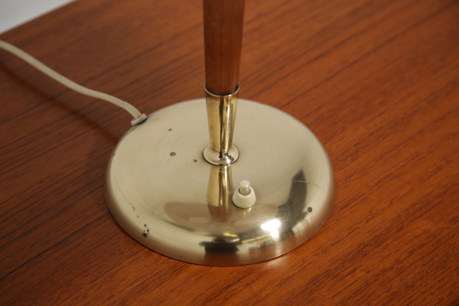 Borens Borås Model 8453: Swedish Mid Century Table Lamp In Brass, Teak, And Lacquered Metal, 1940s/50s photo furniture
