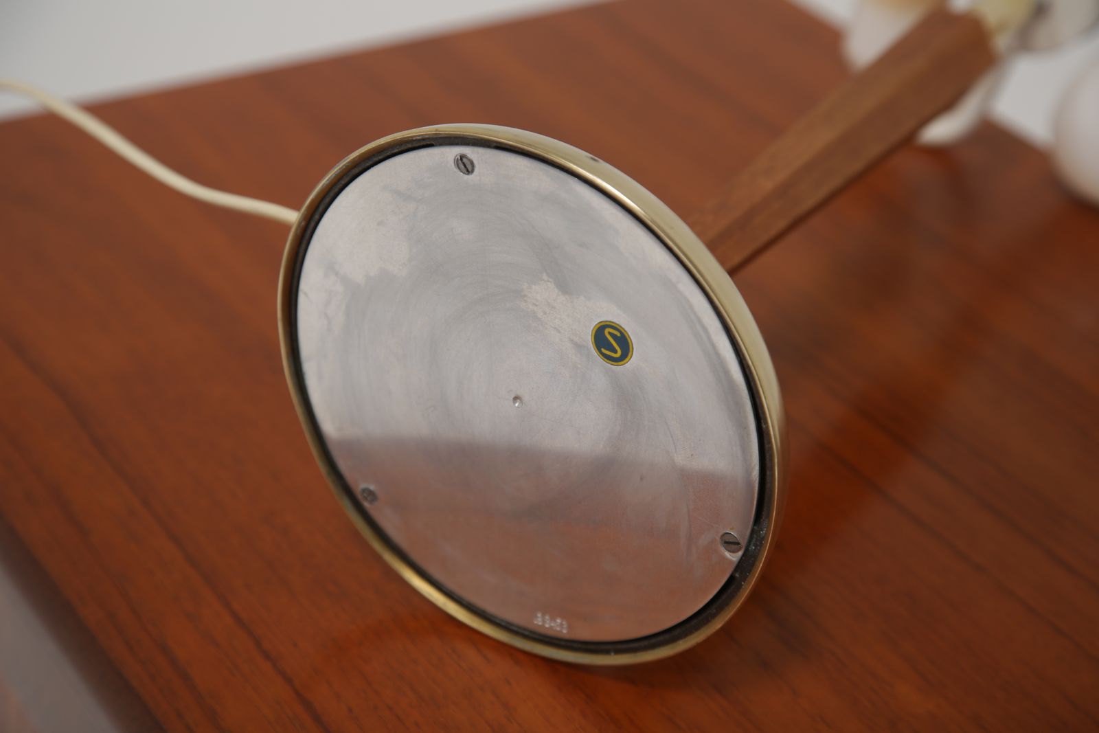 Lighting Borens Borås Model 8453: Swedish Mid Century Table Lamp In Brass, Teak, And Lacquered Metal, 1940s/50s photo