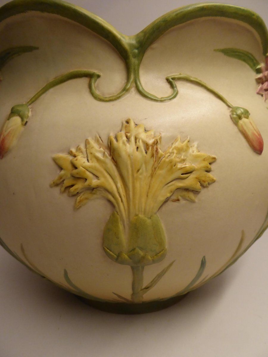 Art Nouveau Cachepot Sur Colonne Planter On Display By Jean Massier For Vallauris, Set Of 2 photo for sale