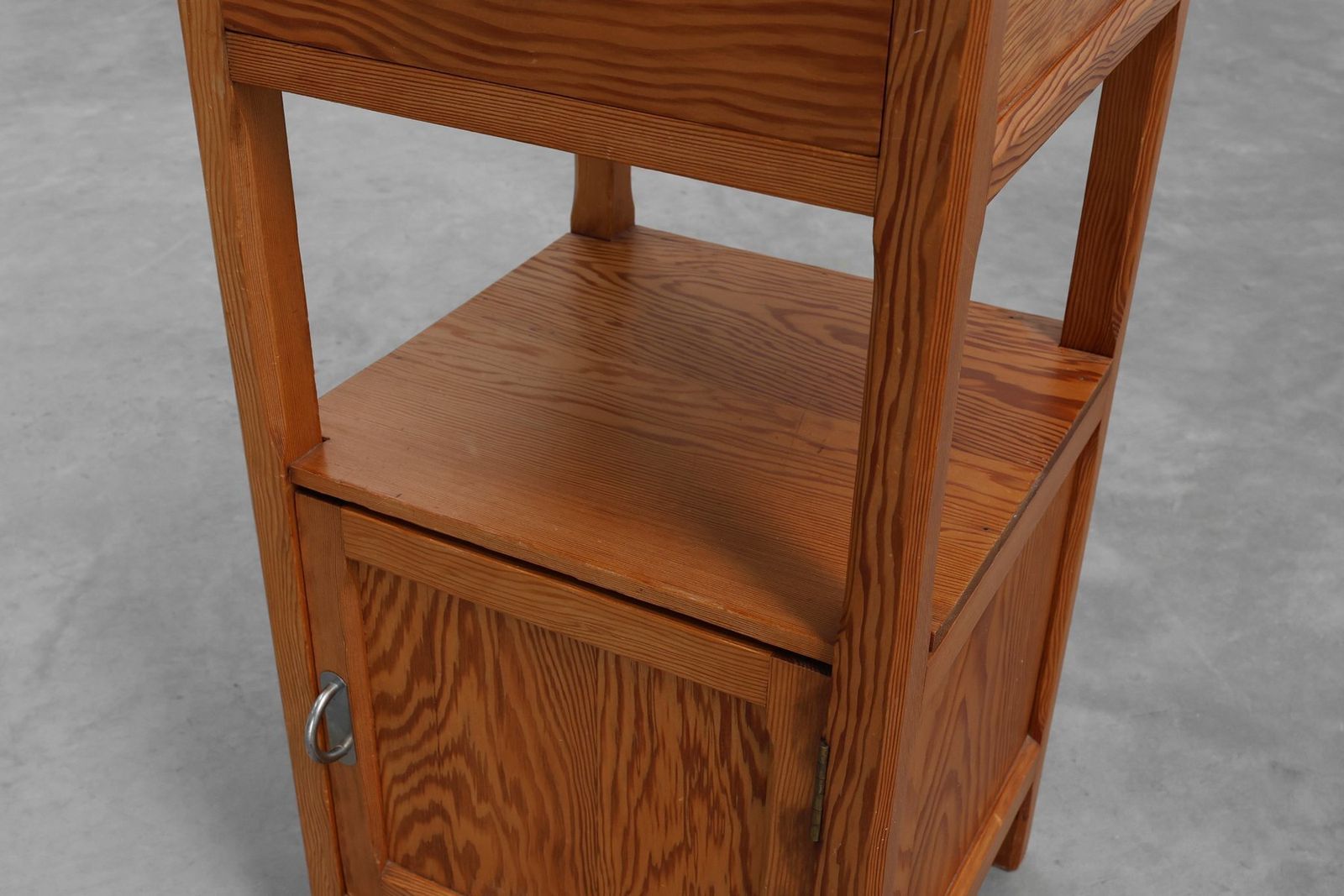 Furniture Vintage French Art Deco Nightstand In Pine, 1940s photo