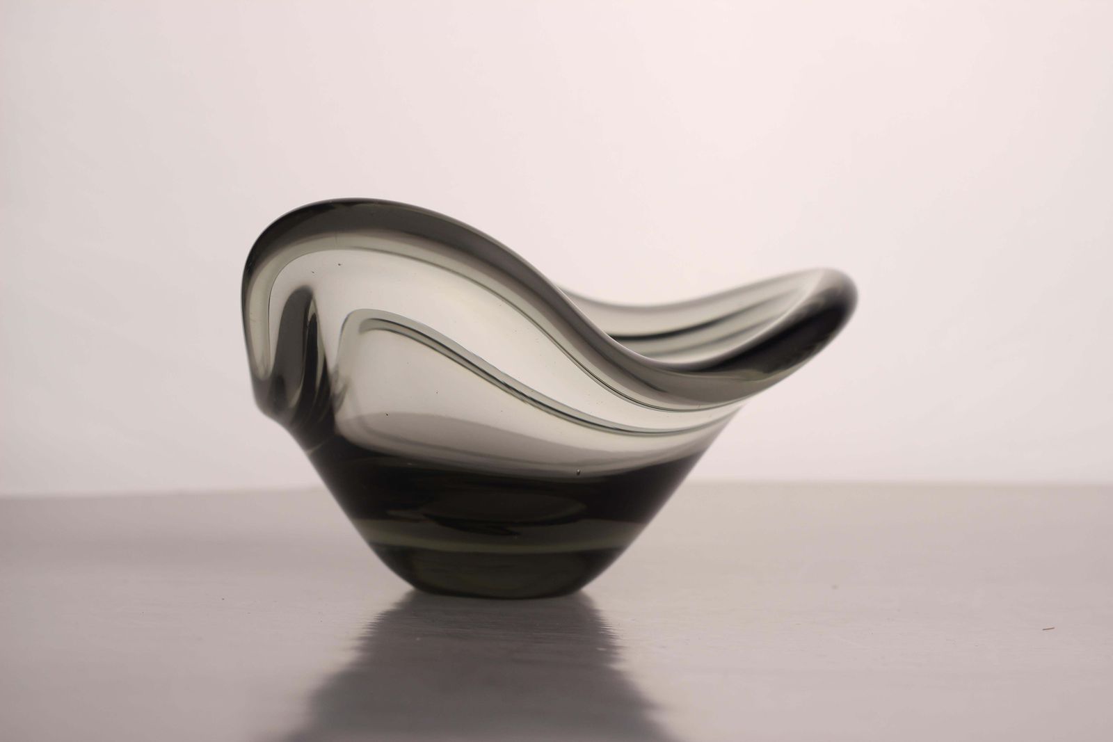 360.0 Scandinavian Modern Smoke Grey Glass Bowl, Per Lütken “Fionia” For Holmegaard photo