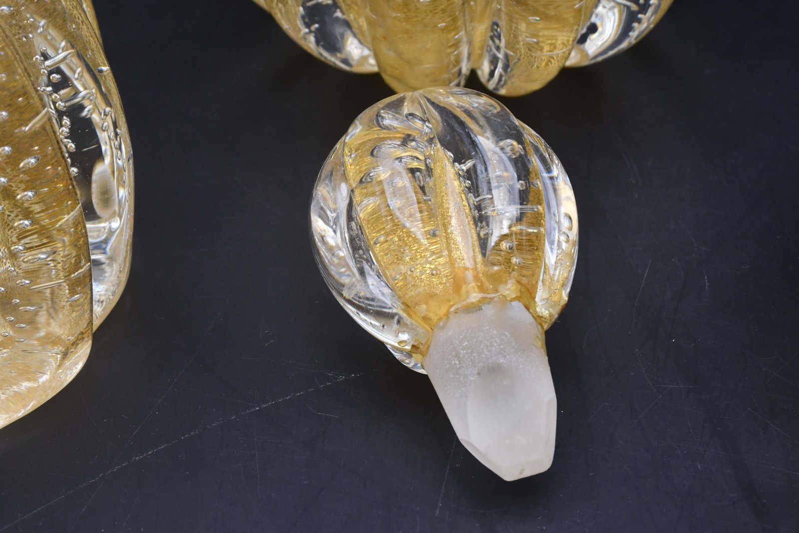photo furniture Set Of 3 Gold Ercole Barovier "Bullicante" Murano Glass Vase For Barovier & Toso