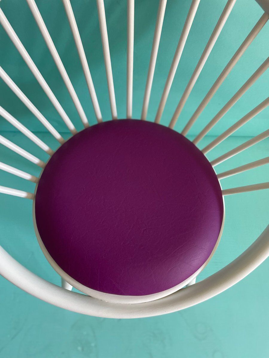 Fuchsia And White Circle Chair By Yngve Ekstrom For Swedese, 1960s photo 683.0