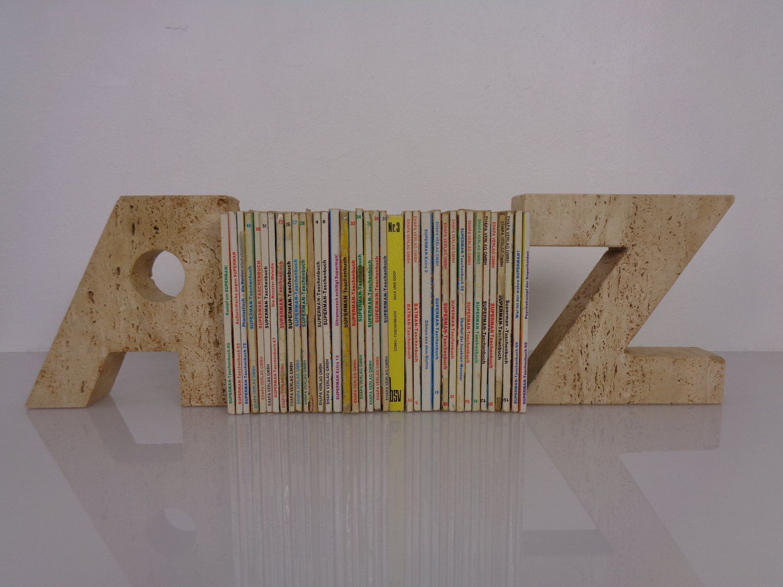 Travertine A To Z Bookends , Italy, 1960s, Set Of 2 photo furniture