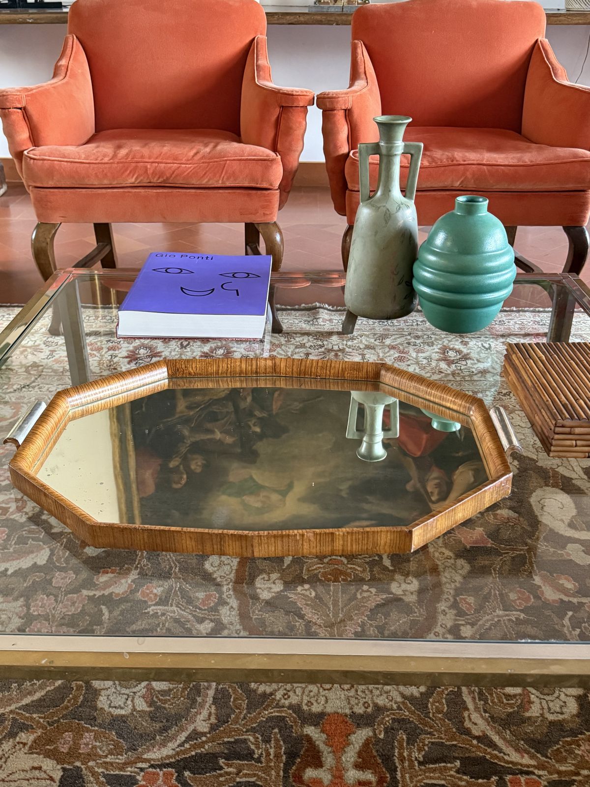 Mid Century Modern Mirrored Tray, Brazil 1960s photo vinterior